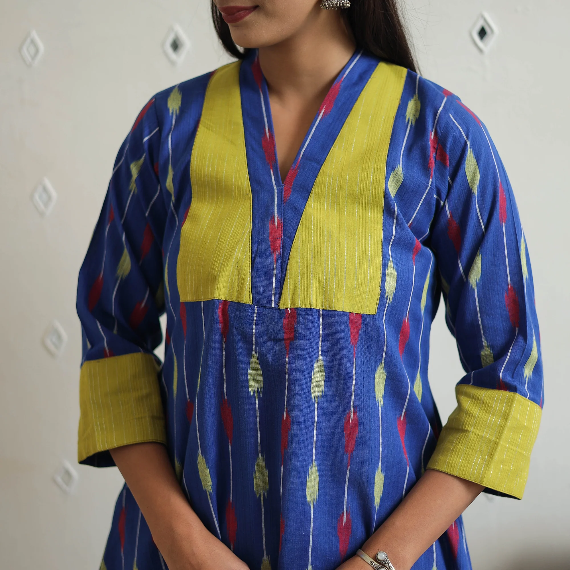 Blue - Cotton Pochampally Ikat Kurta 07 - Image 6