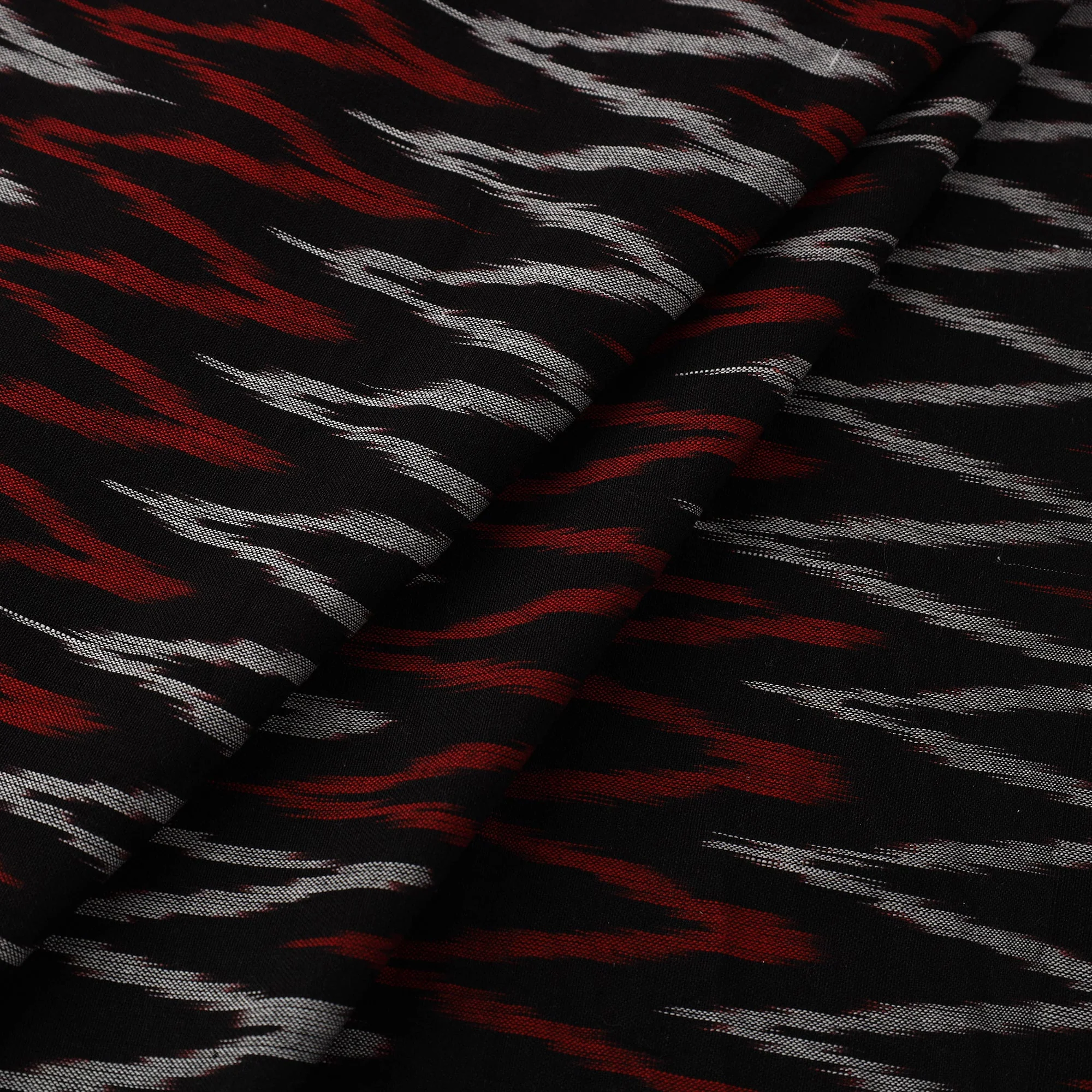 Black - Cotton Pochampally Weave Ikat Fabric 01 - Image 3