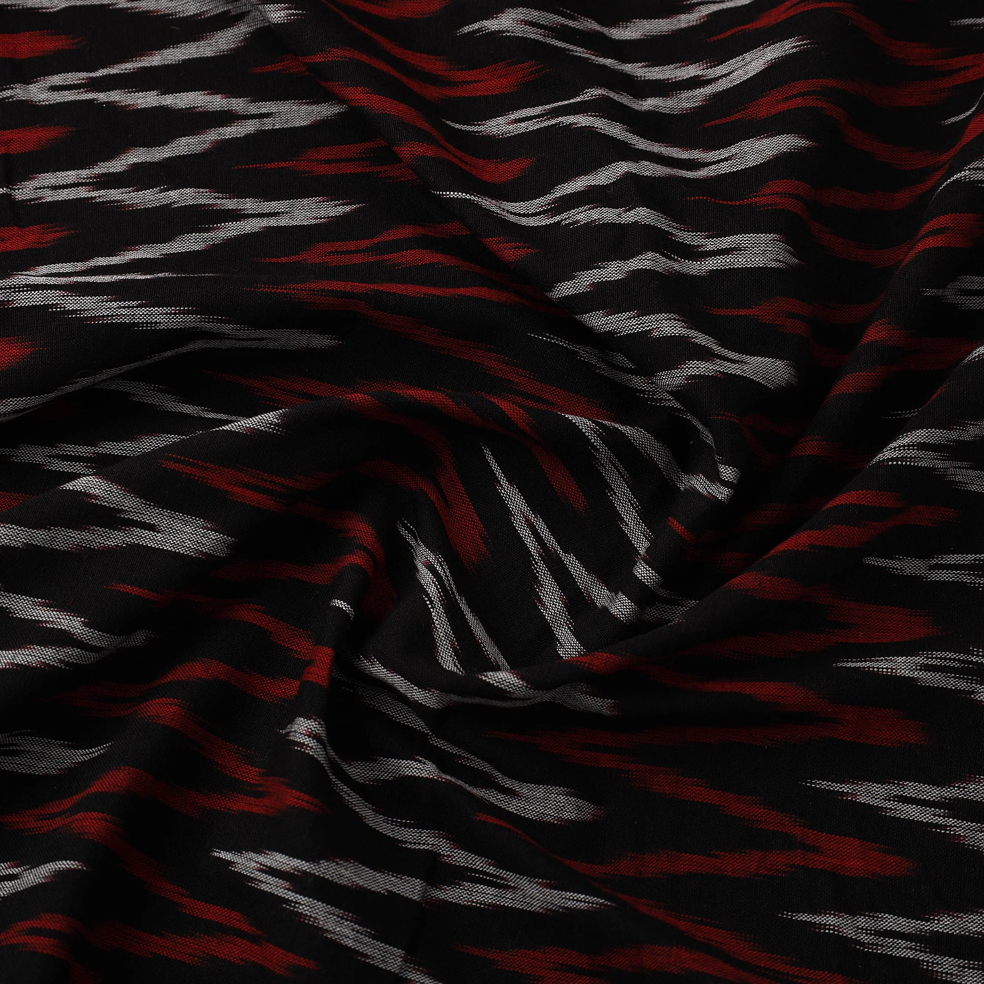 Black - Cotton Pochampally Weave Ikat Fabric 01 - Image 4