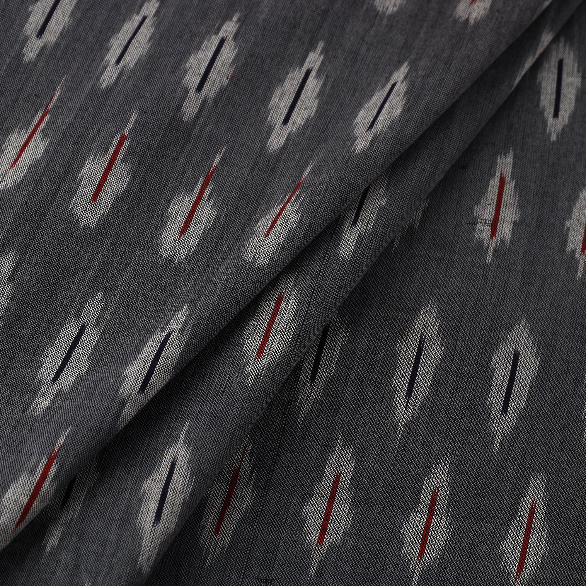 Blue - Grey - Cotton Pochampally Weave Ikat Fabric 05 - Image 3