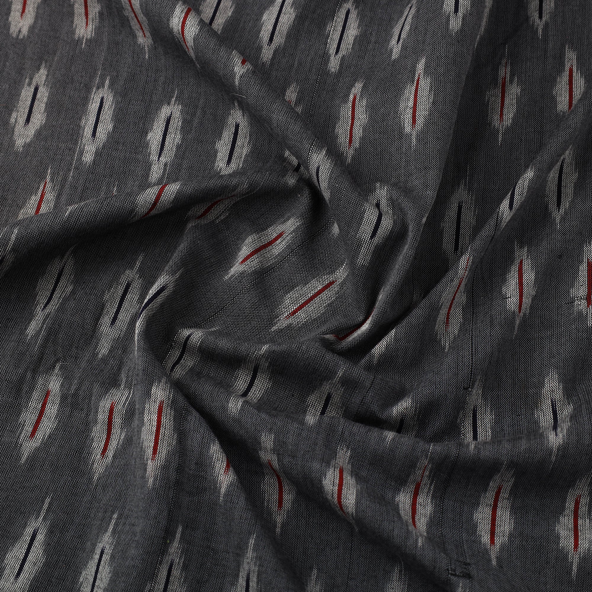 Blue - Grey - Cotton Pochampally Weave Ikat Fabric 05 - Image 4