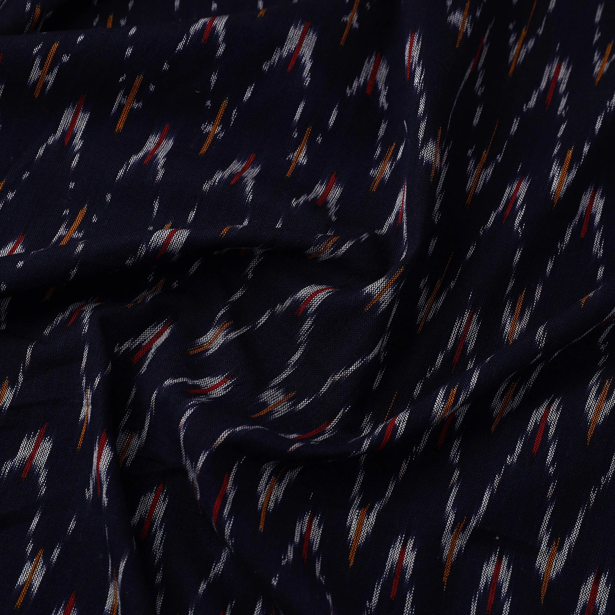 Black - Cotton Pochampally Weave Ikat Fabric 11 - Image 4