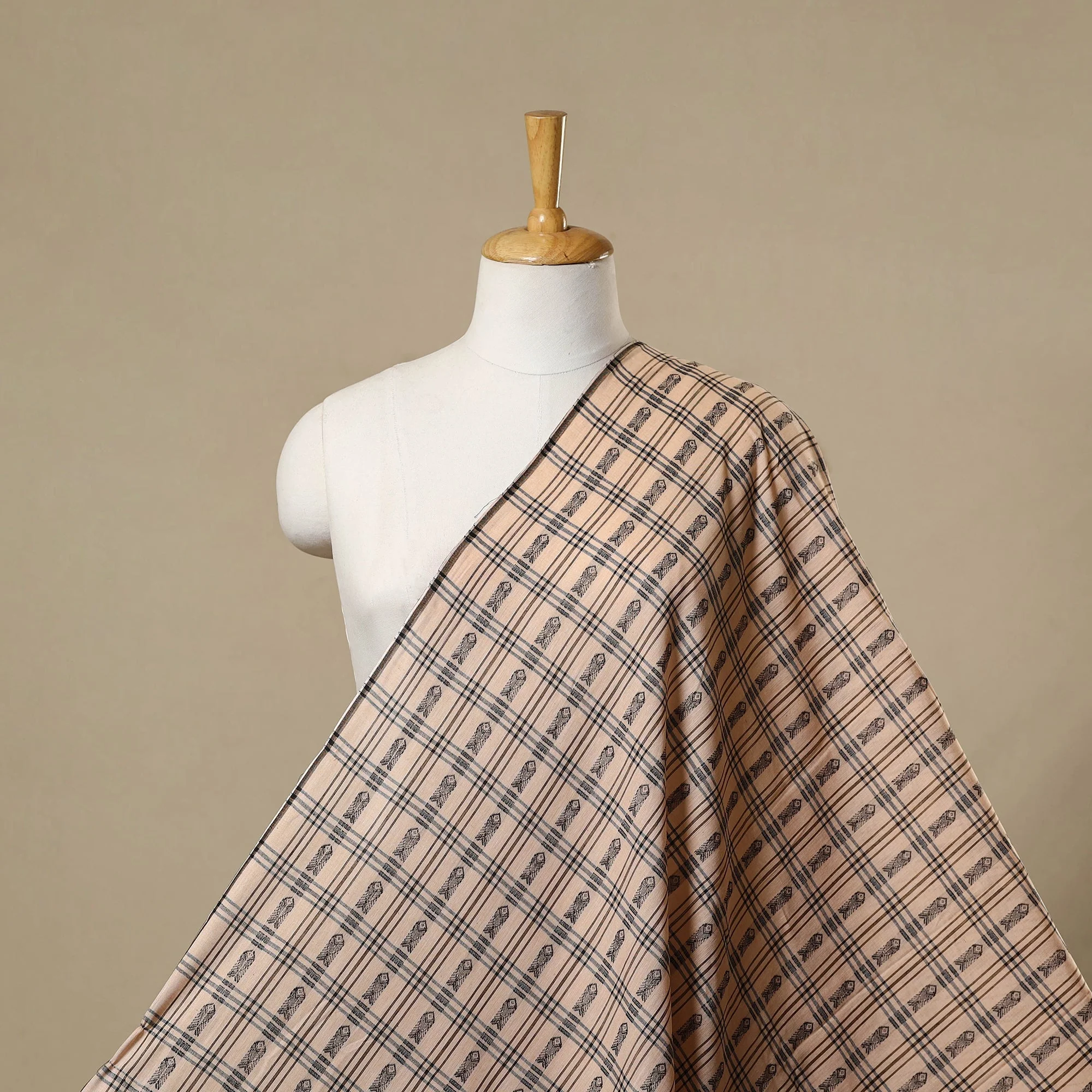 Beige - Cotton Sambalpuri Ikat Fabric 04