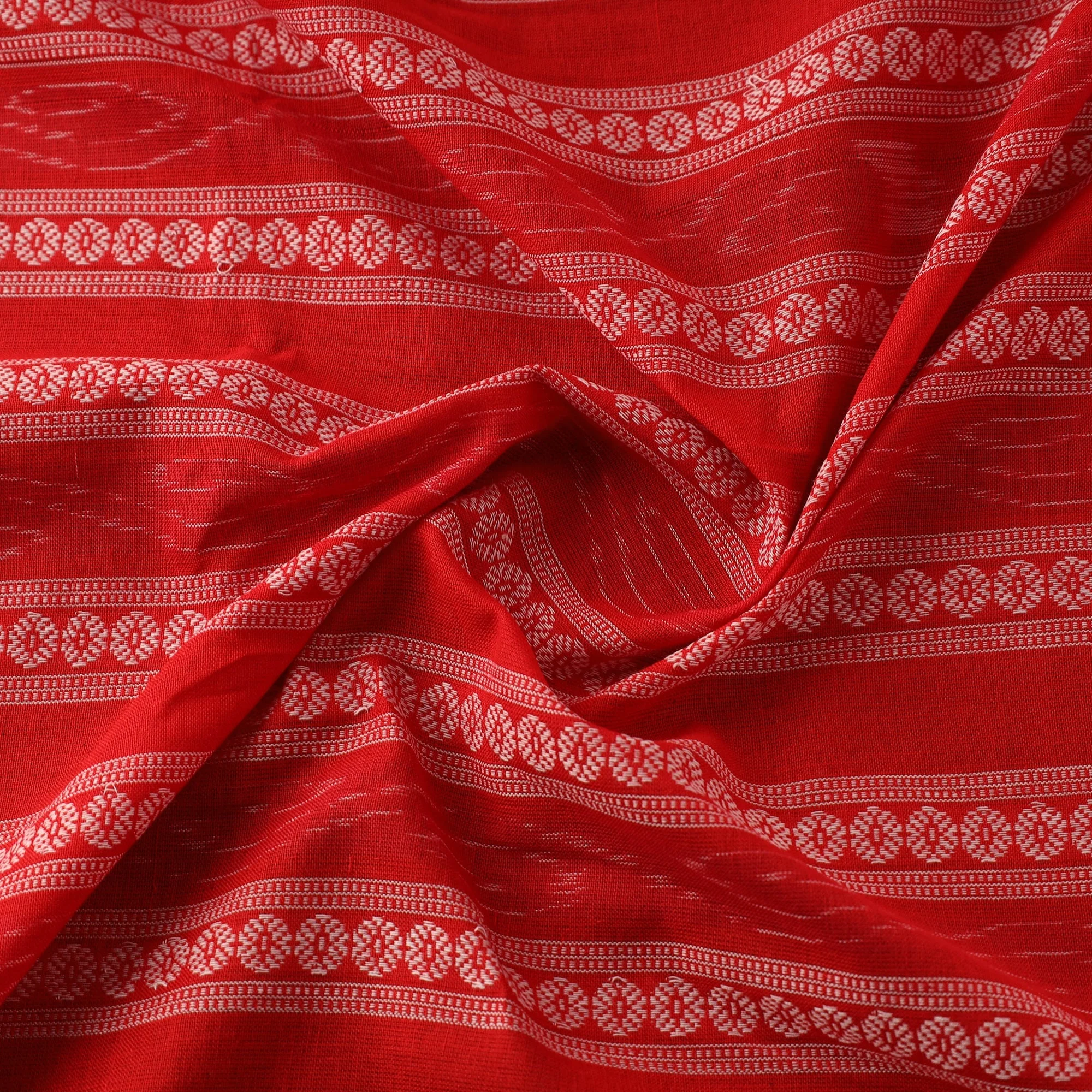 Red - Cotton Sambalpuri Ikat Fabric 22 - Image 3