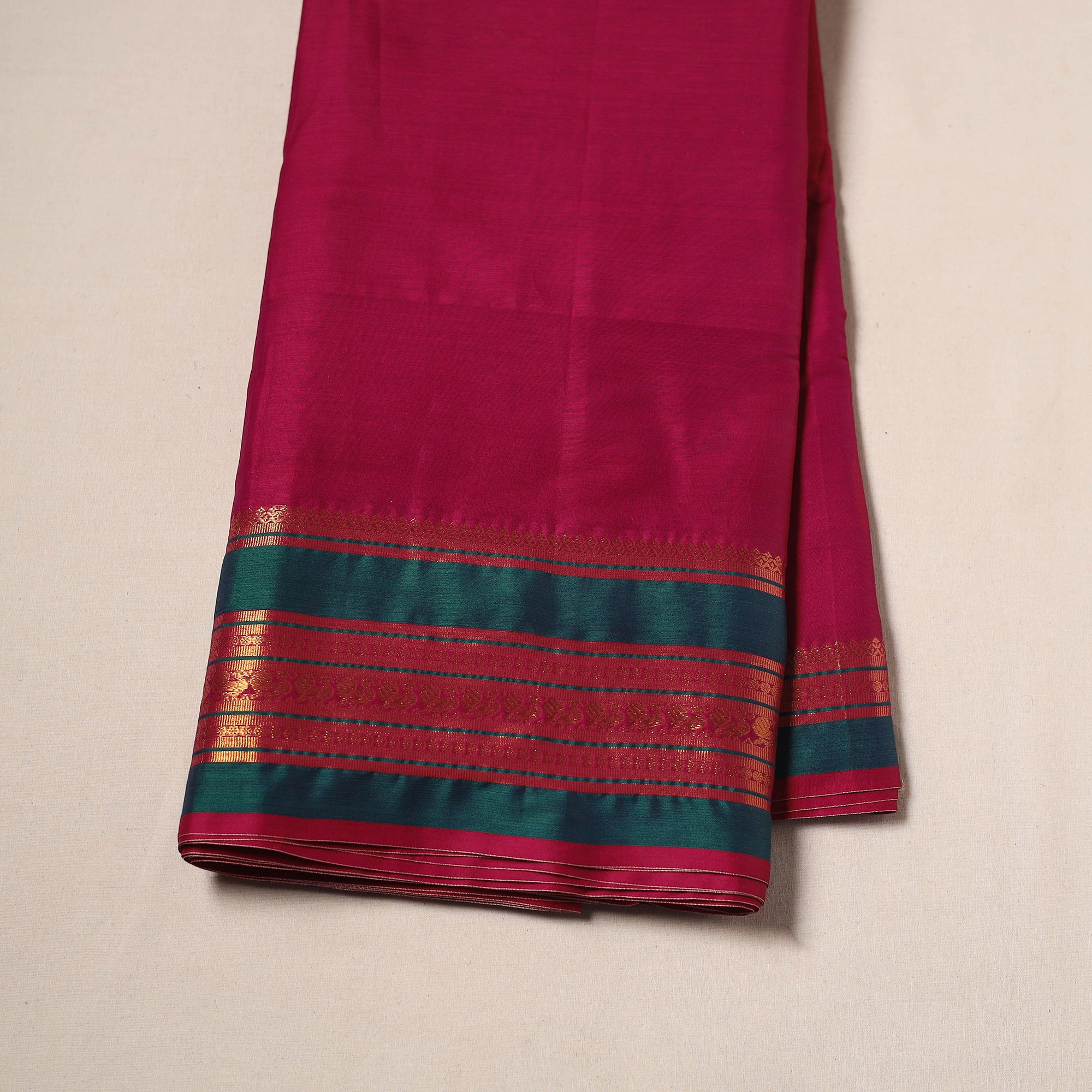Pink - Dharwad Cotton Fabric with Border 02 - Image 2