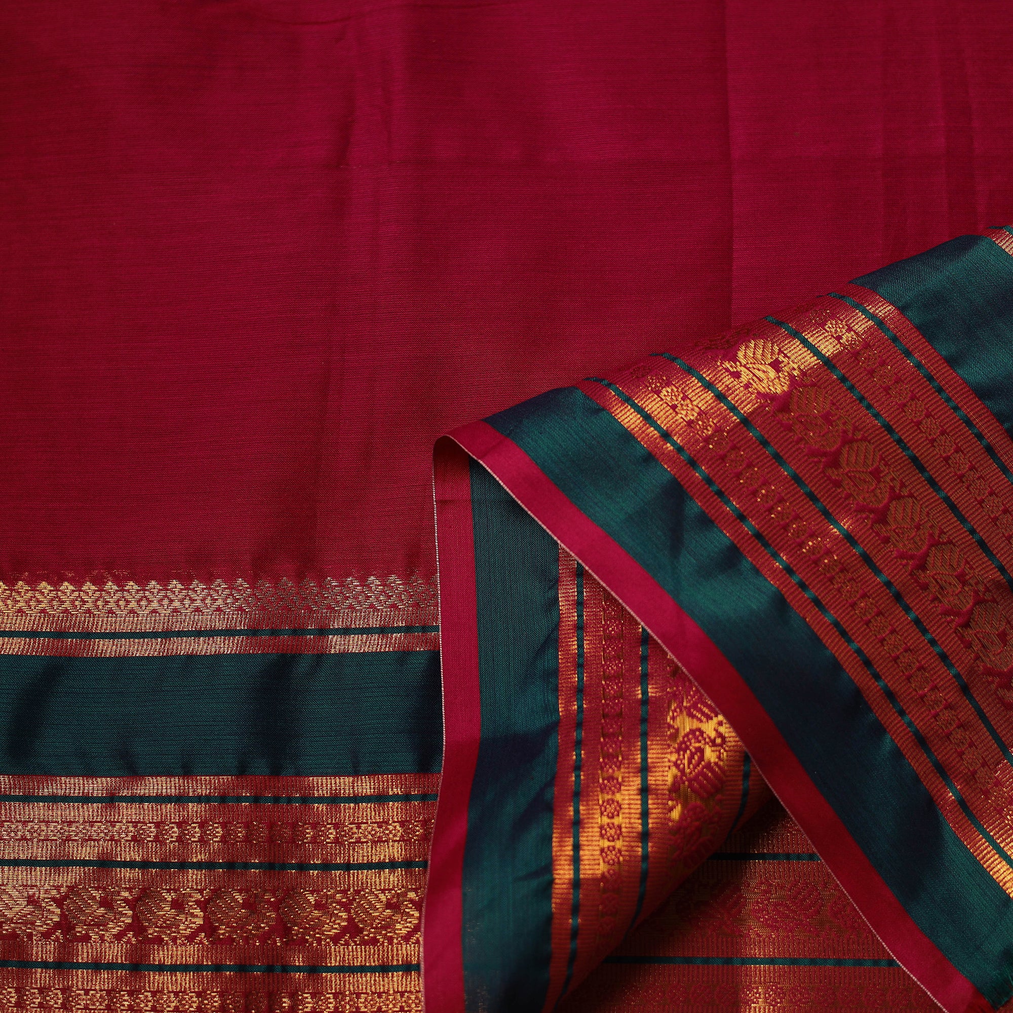 Pink - Dharwad Cotton Fabric with Border 02 - Image 3