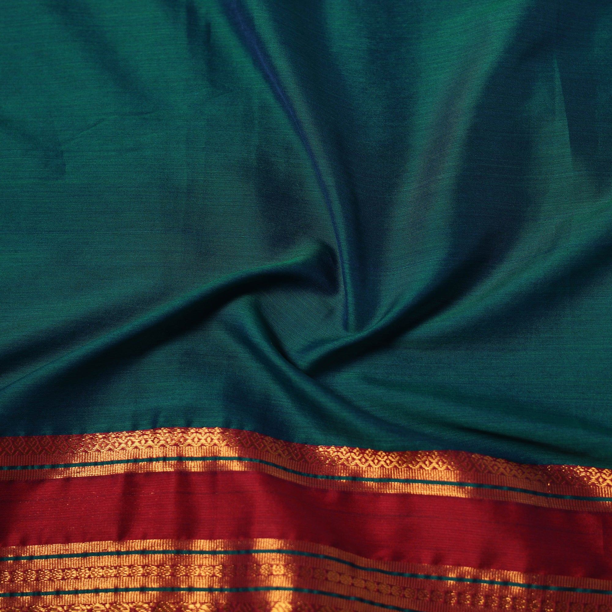 Green - Dharwad Cotton Fabric with Border 03 - Image 4
