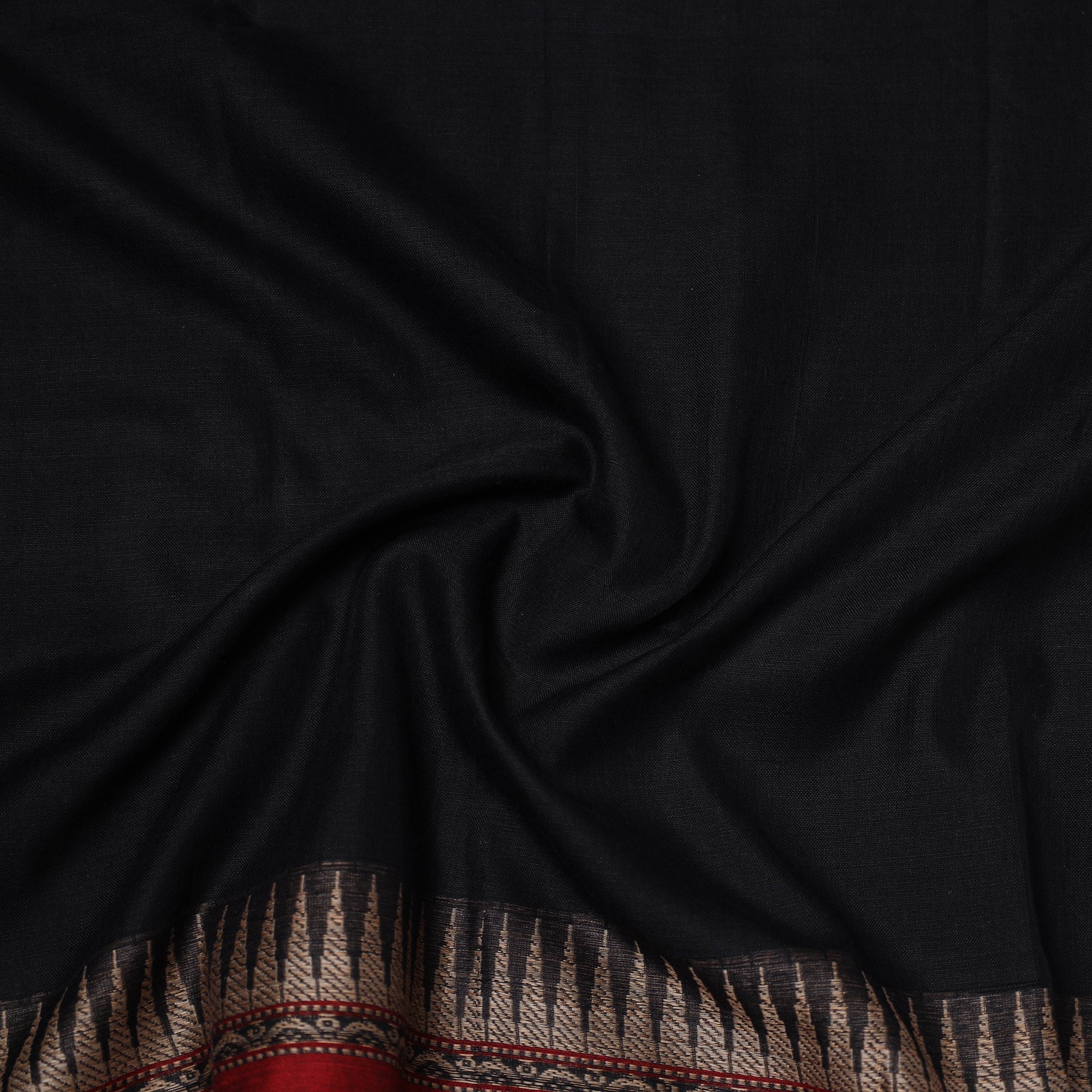 Black - Dharwad Cotton Fabric with Border 07 - Image 4