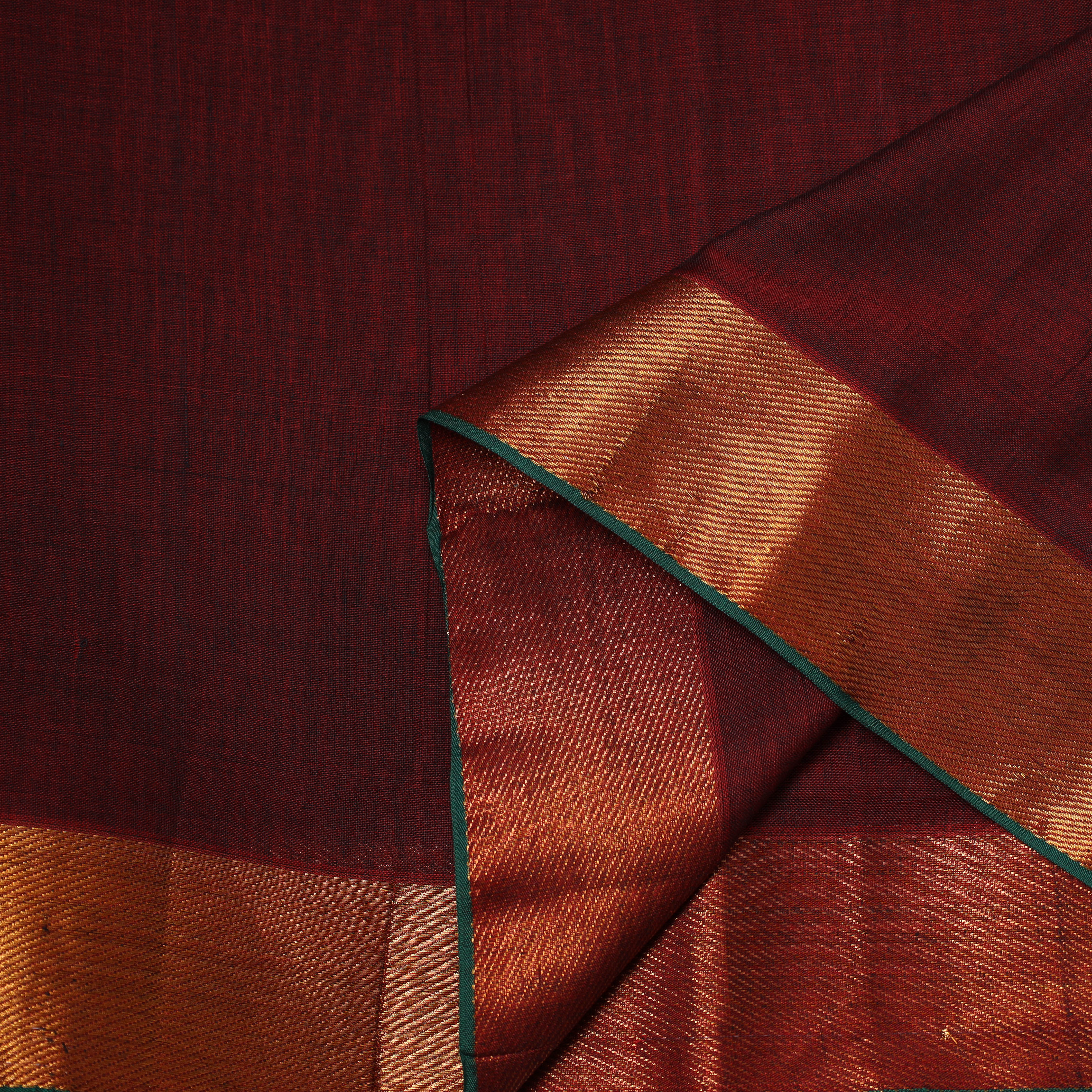 Maroon - Dharwad Cotton Fabric with Border 10 - Image 3