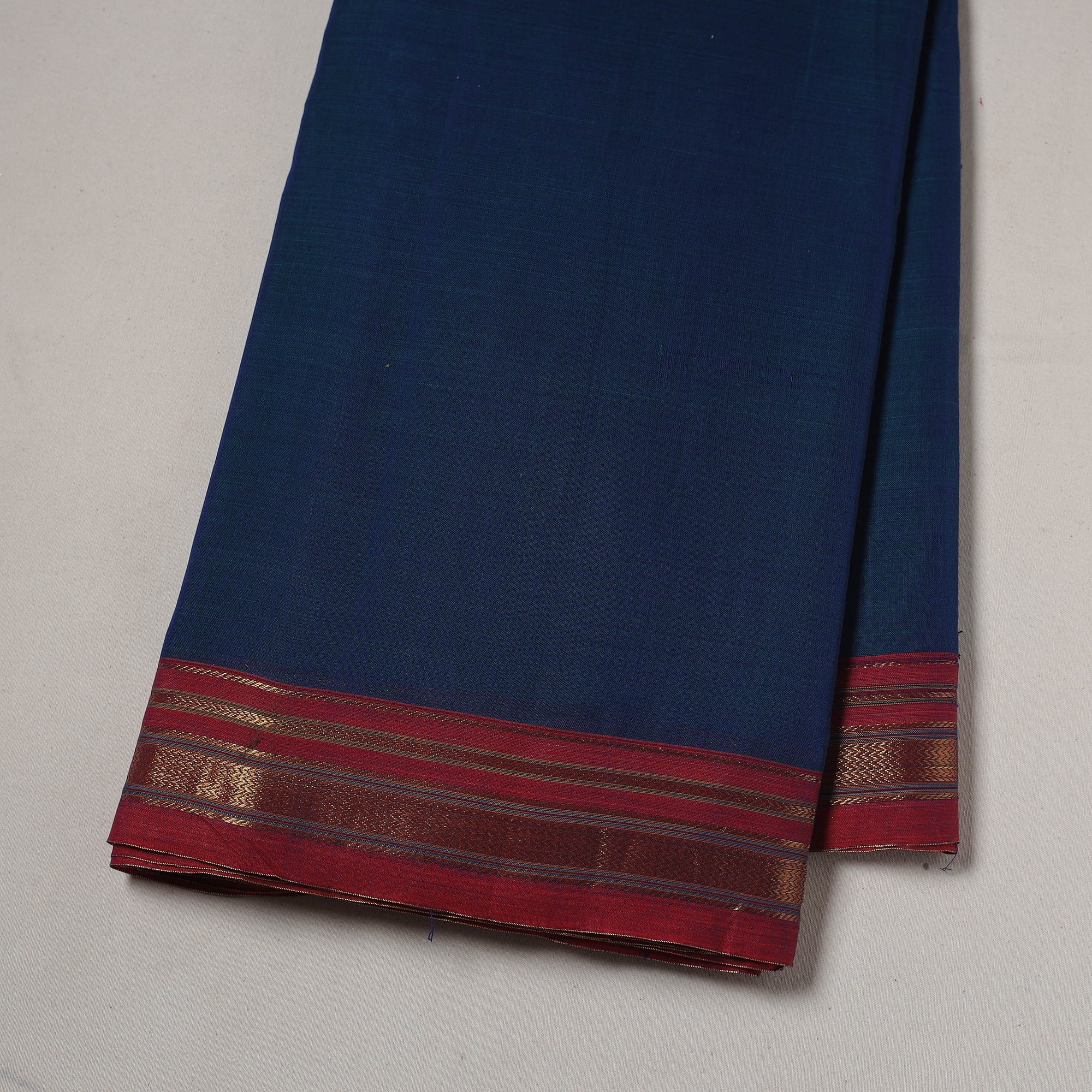Blue - Dharwad Cotton Fabric with Border 10 - Image 2