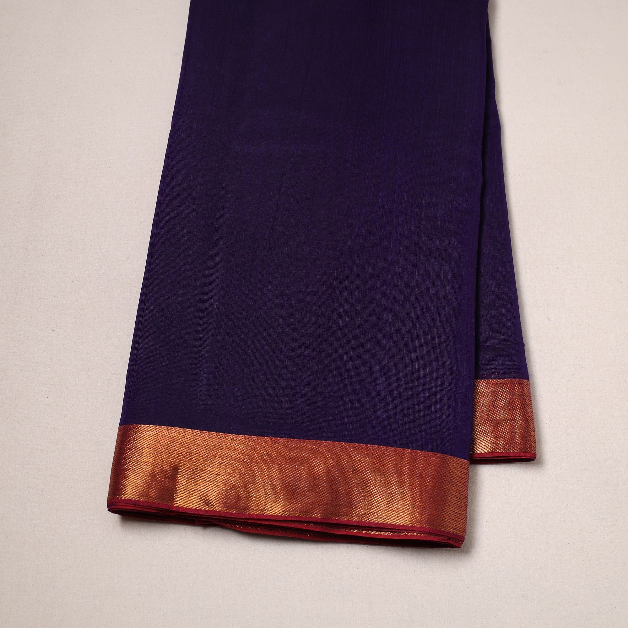 Purple - Dharwad Cotton Fabric with Border 11 - Image 2
