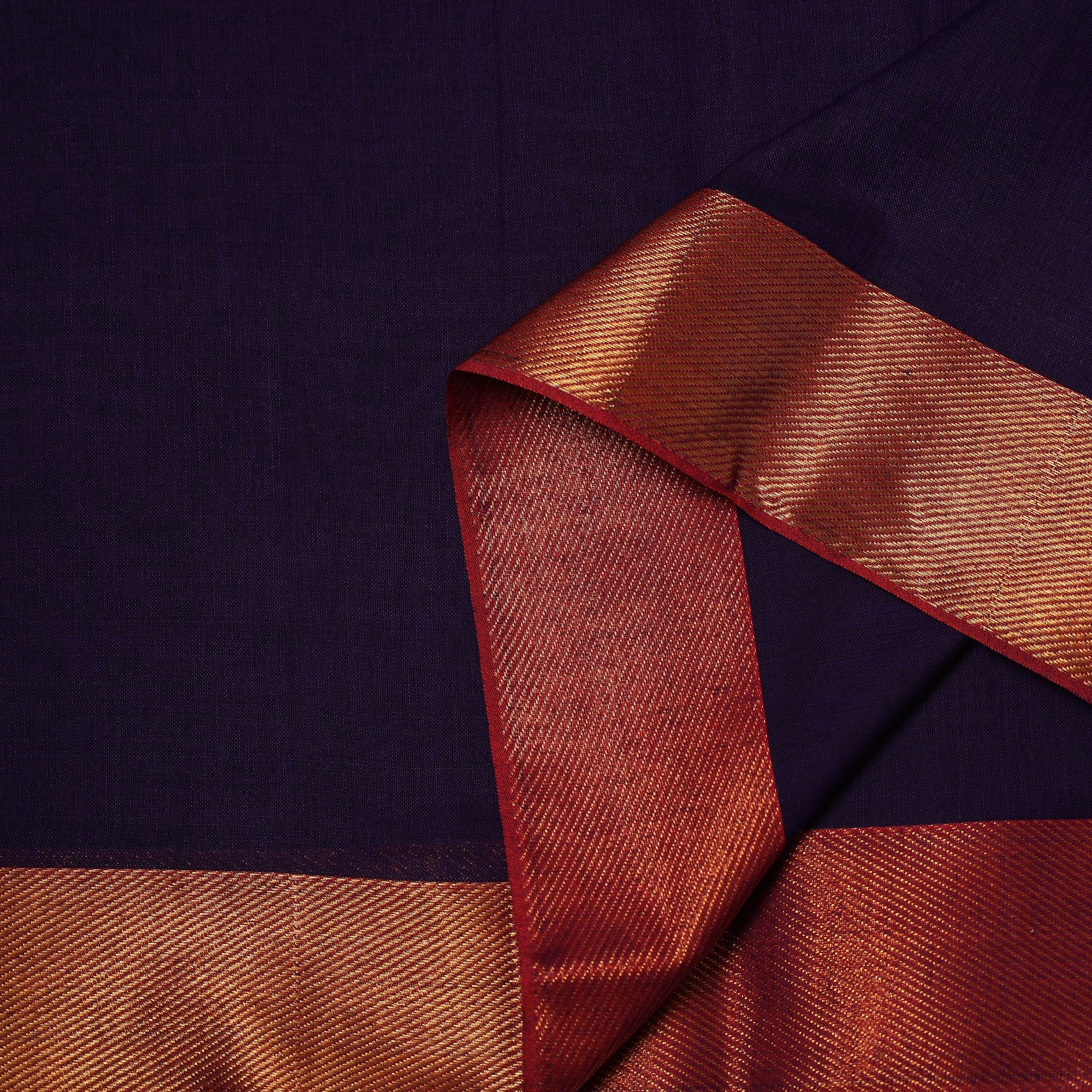 Purple - Dharwad Cotton Fabric with Border 11 - Image 3