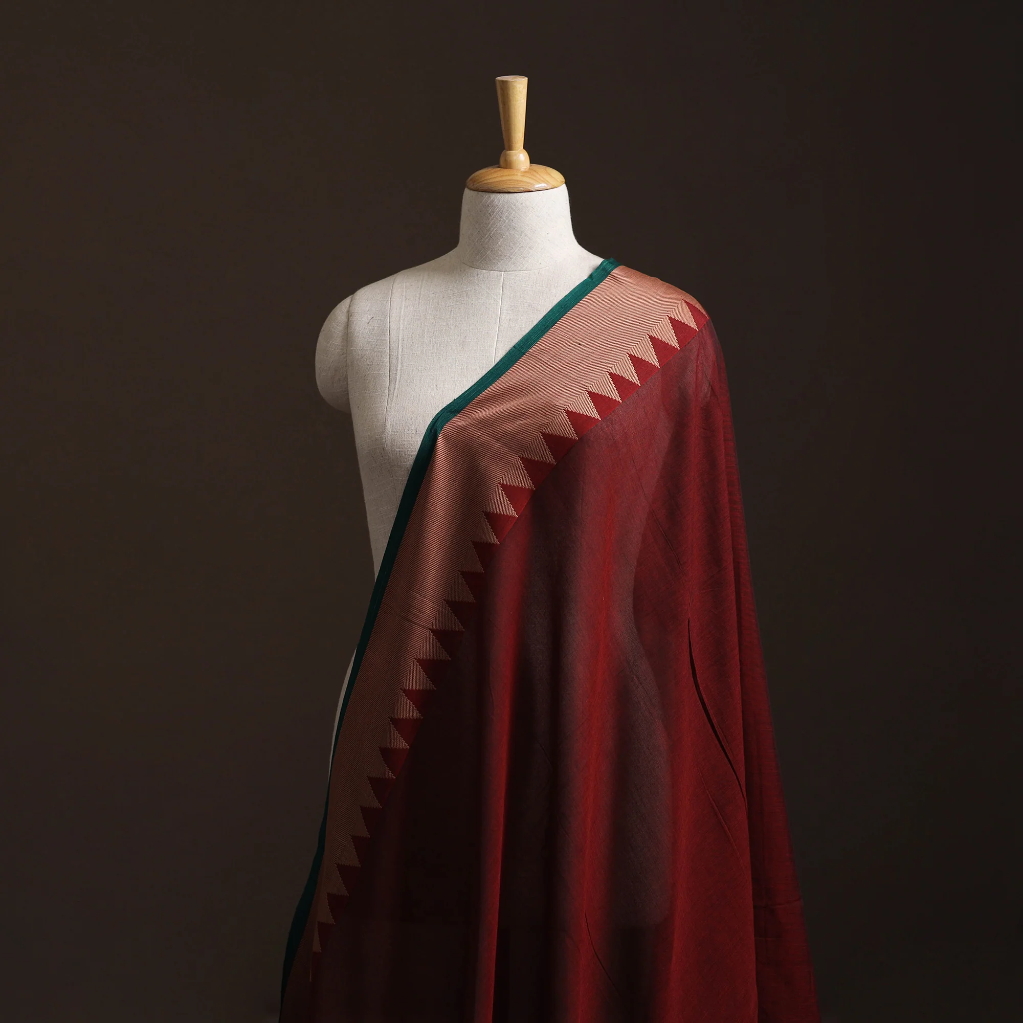 Red - Dharwad Cotton Fabric with Border 11