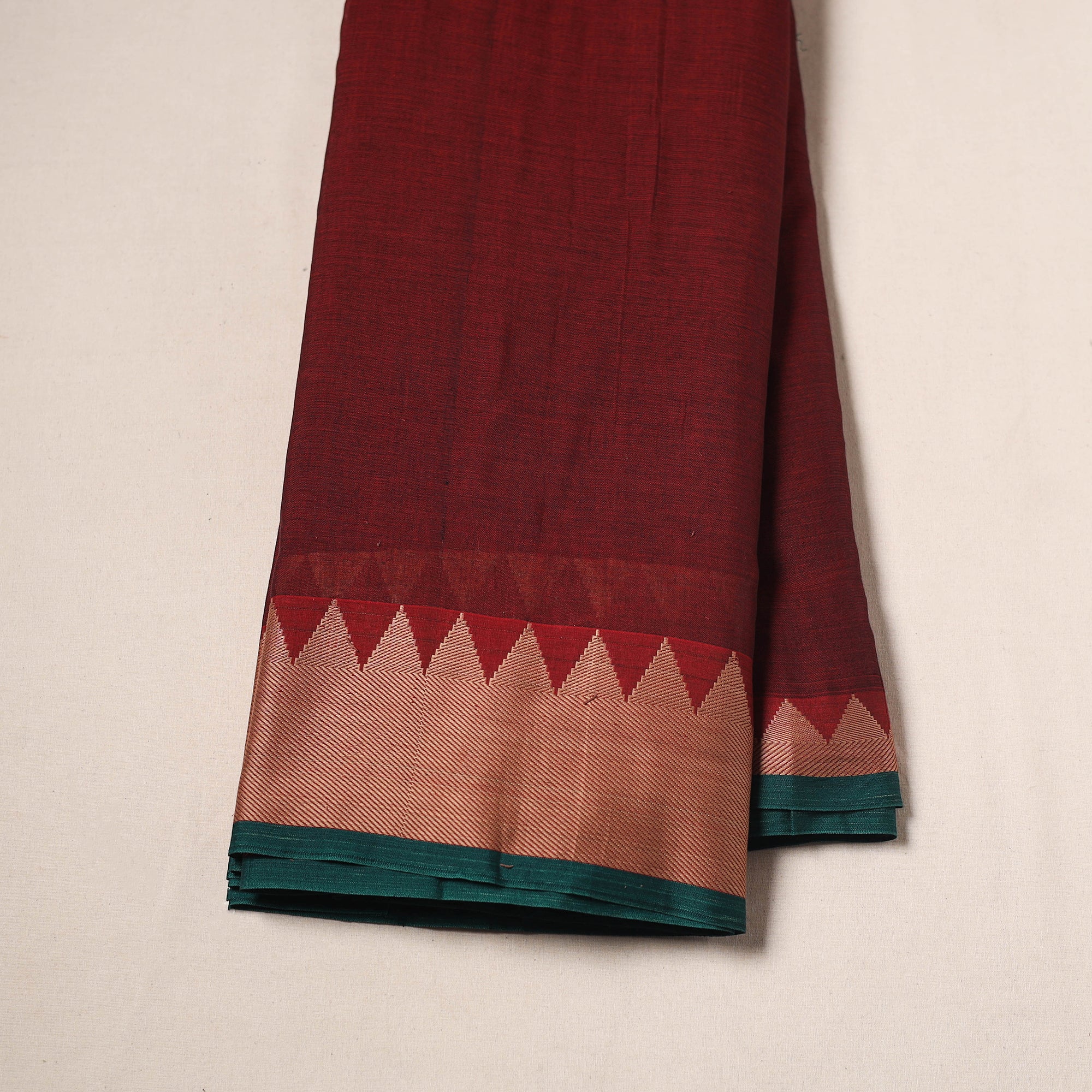 Red - Dharwad Cotton Fabric with Border 11 - Image 2
