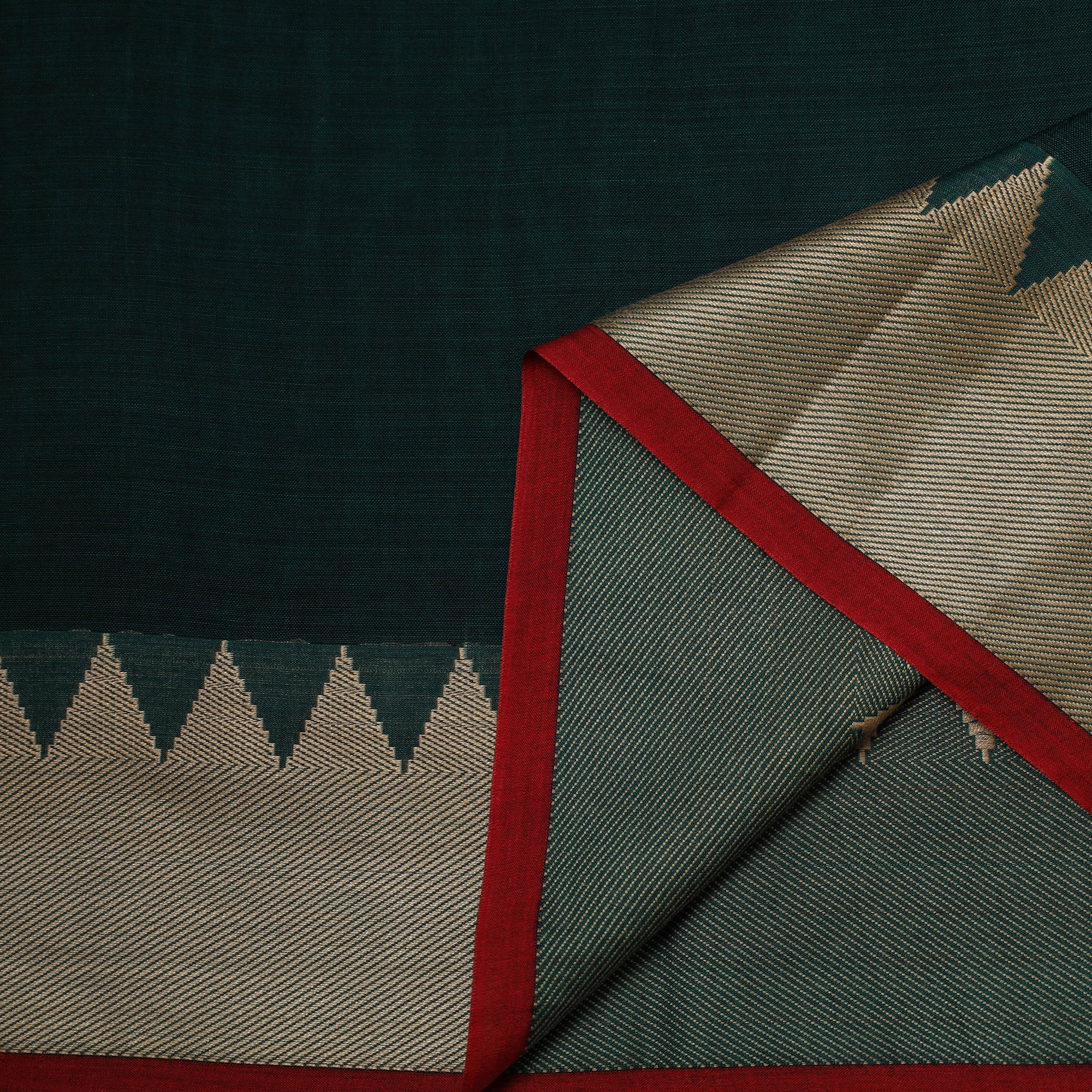 Green - Dharwad Cotton Fabric with Border 12 - Image 3