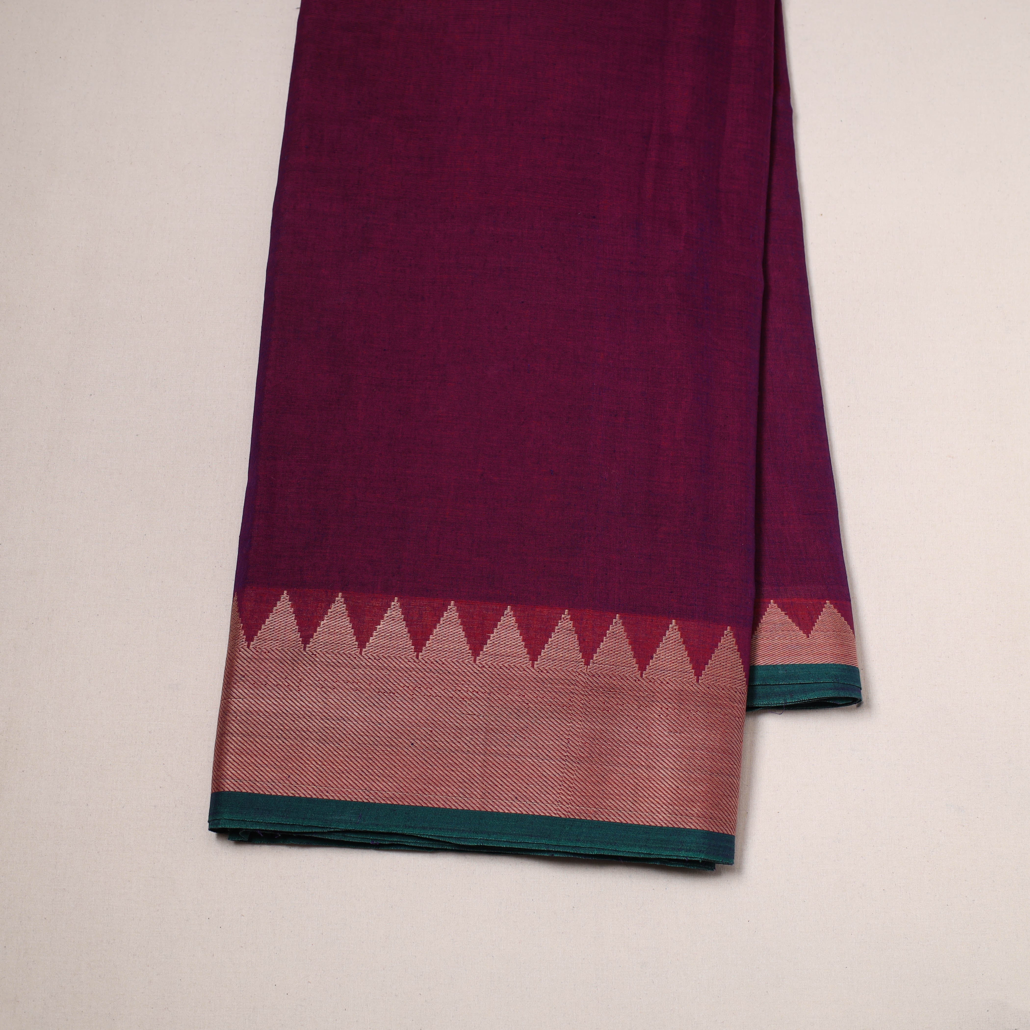 Purple - Dharwad Cotton Fabric with Border 14 - Image 2