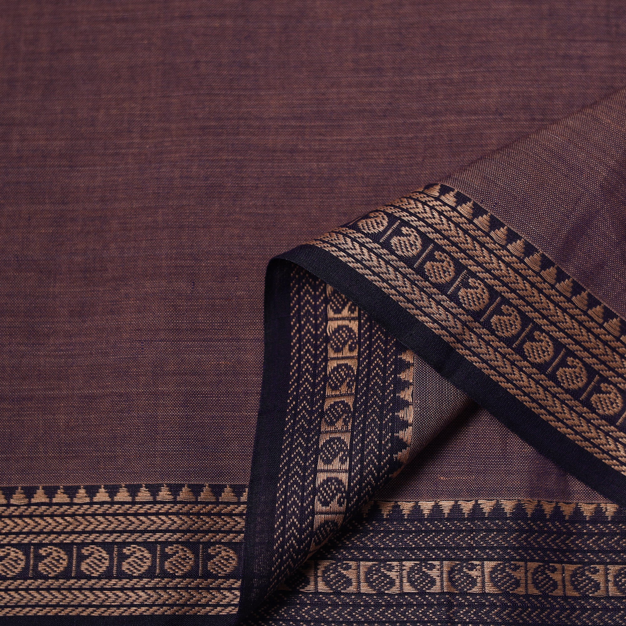 Purple - Dharwad Cotton Fabric with Border 14 - Image 3