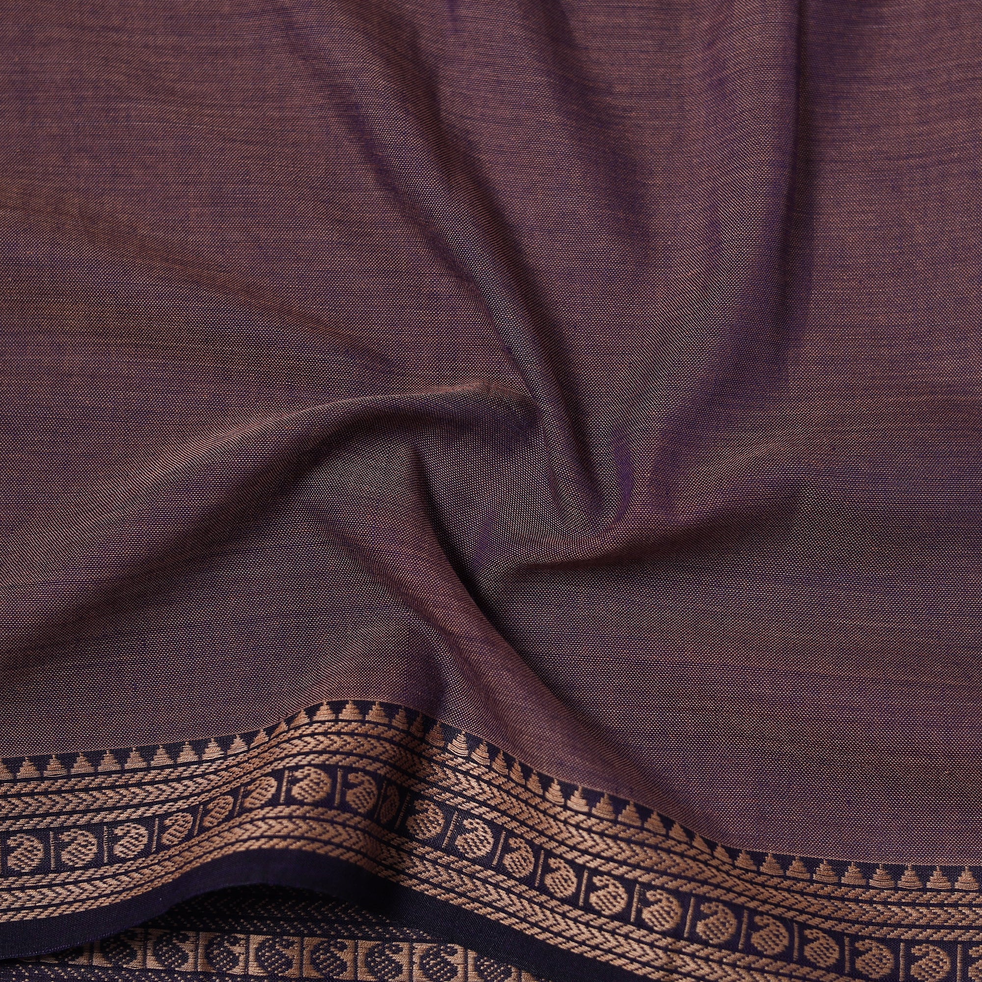 Purple - Dharwad Cotton Fabric with Border 14 - Image 4