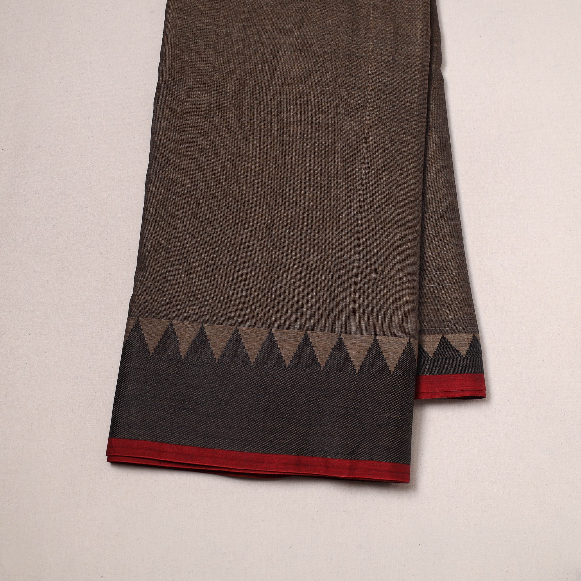 Brown - Dharwad Cotton Fabric with Border 16 - Image 2