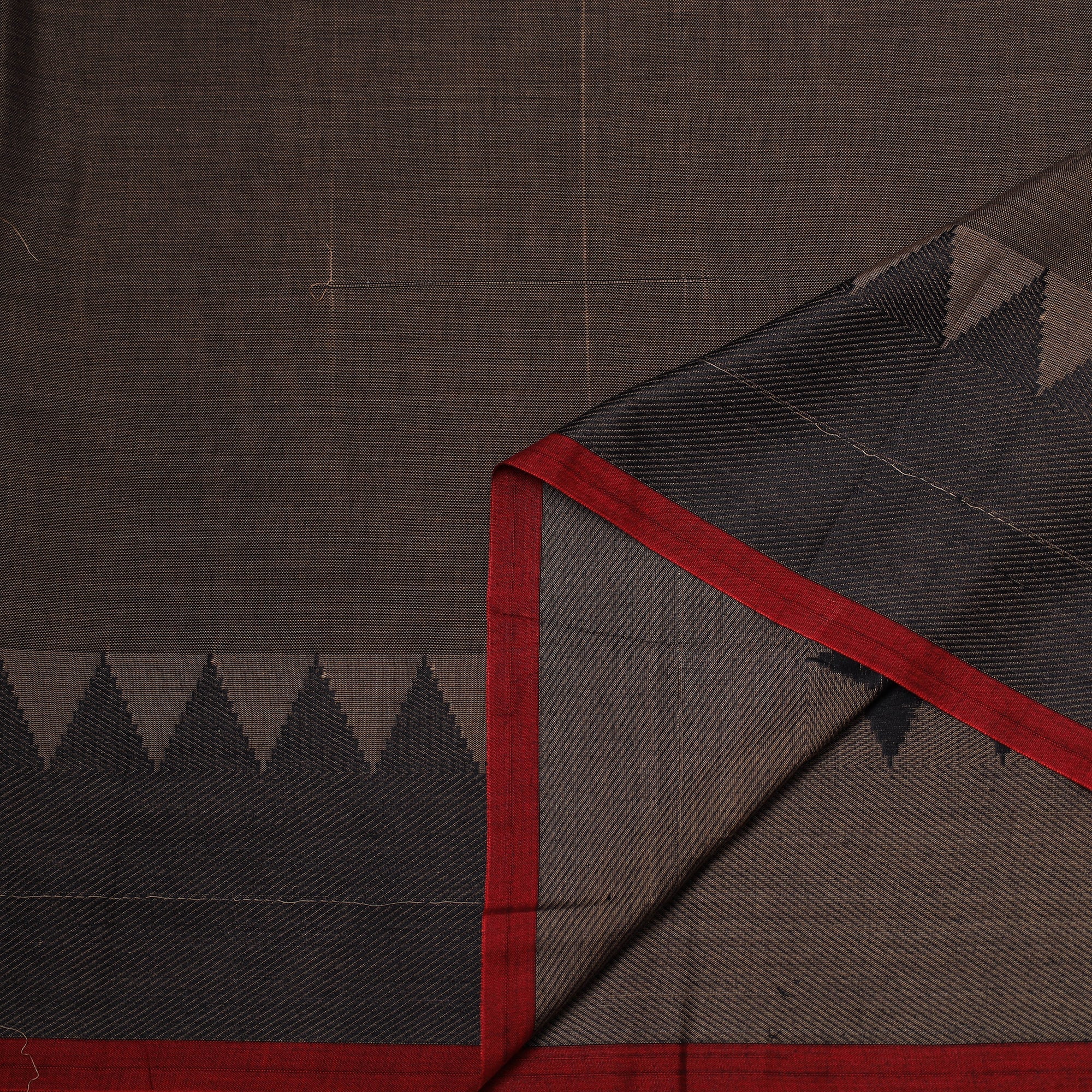 Brown - Dharwad Cotton Fabric with Border 16 - Image 3