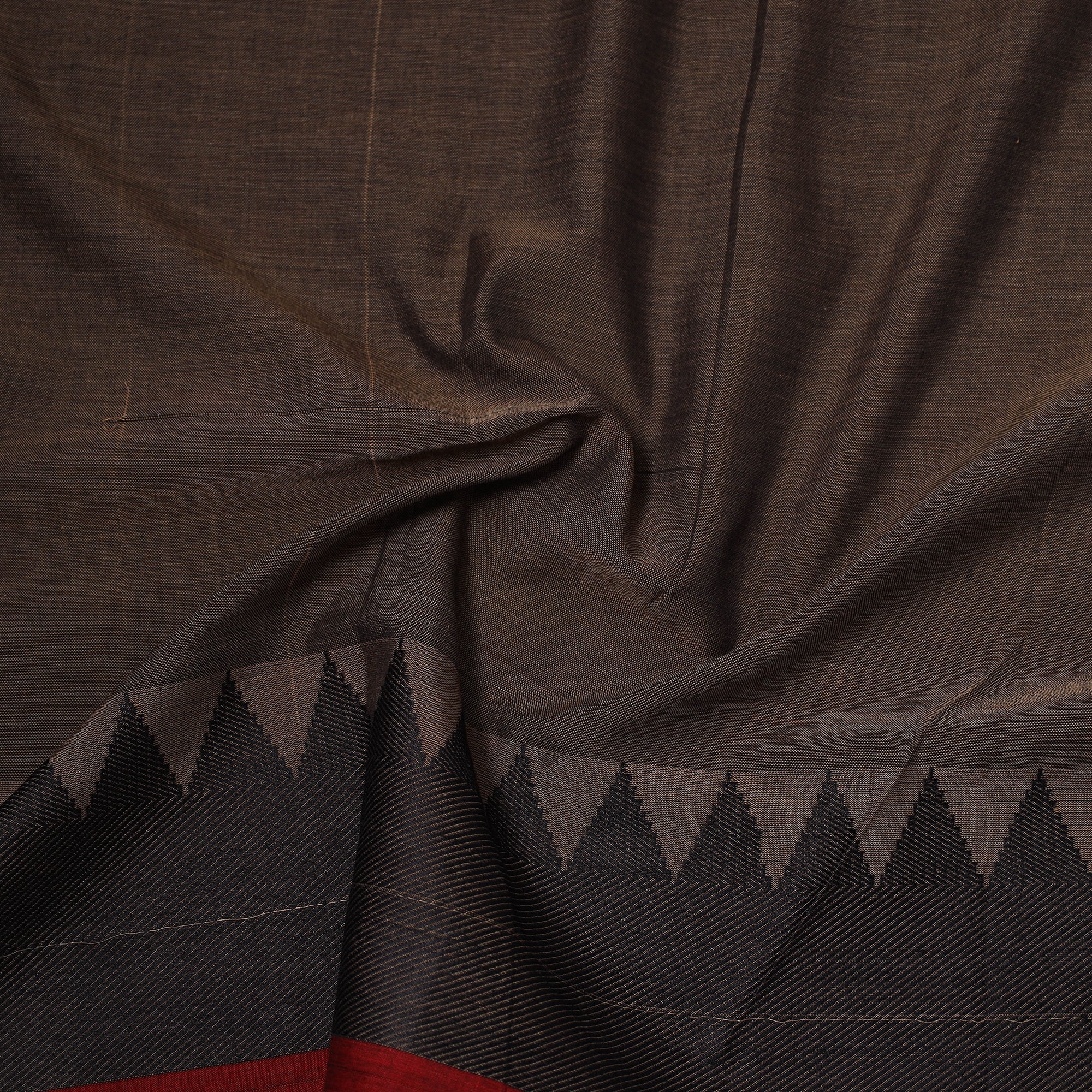 Brown - Dharwad Cotton Fabric with Border 16 - Image 4