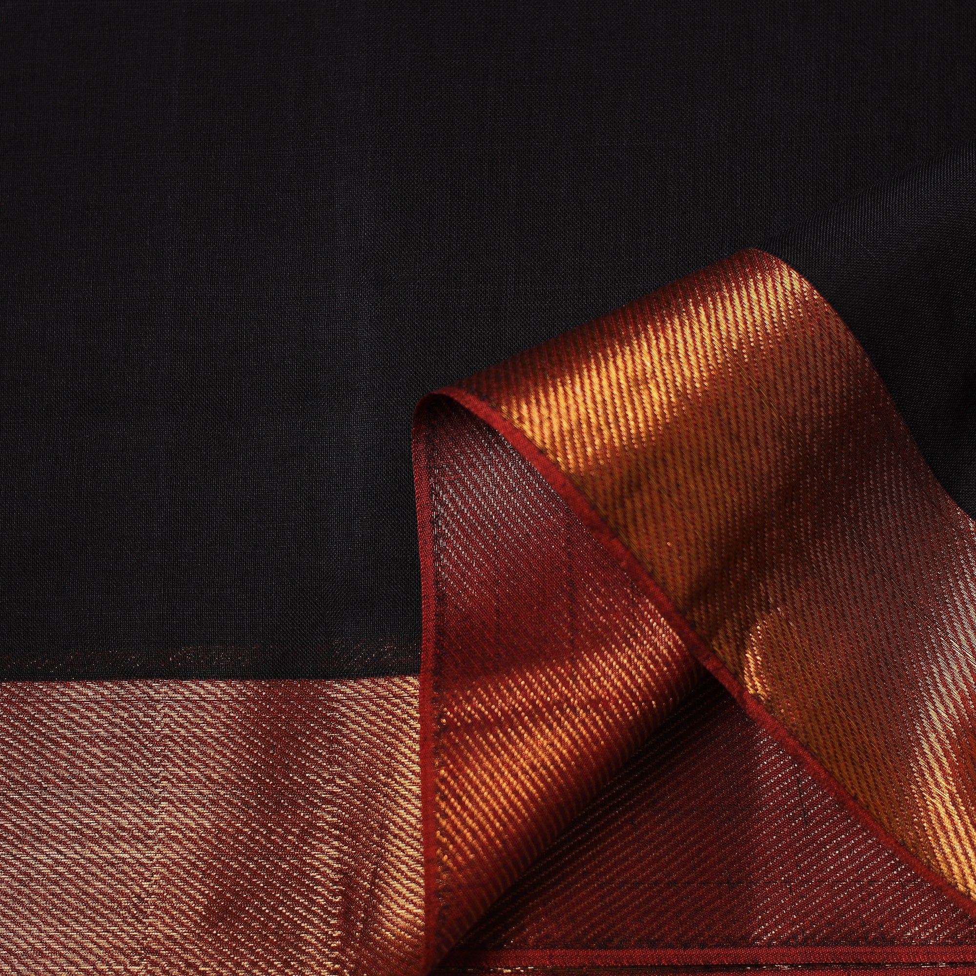 Black - Dharwad Cotton Fabric with Border 16 - Image 3