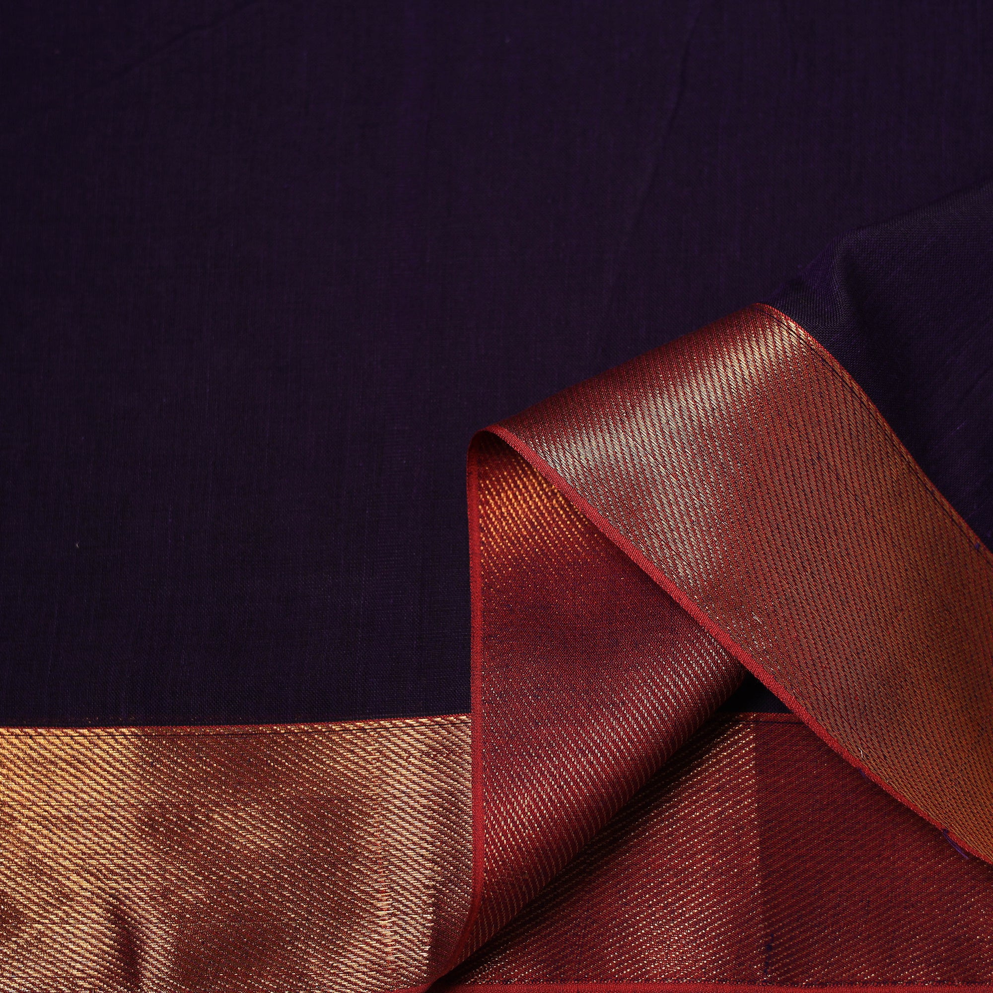 Purple - Dharwad Cotton Fabric with Border 19 - Image 3