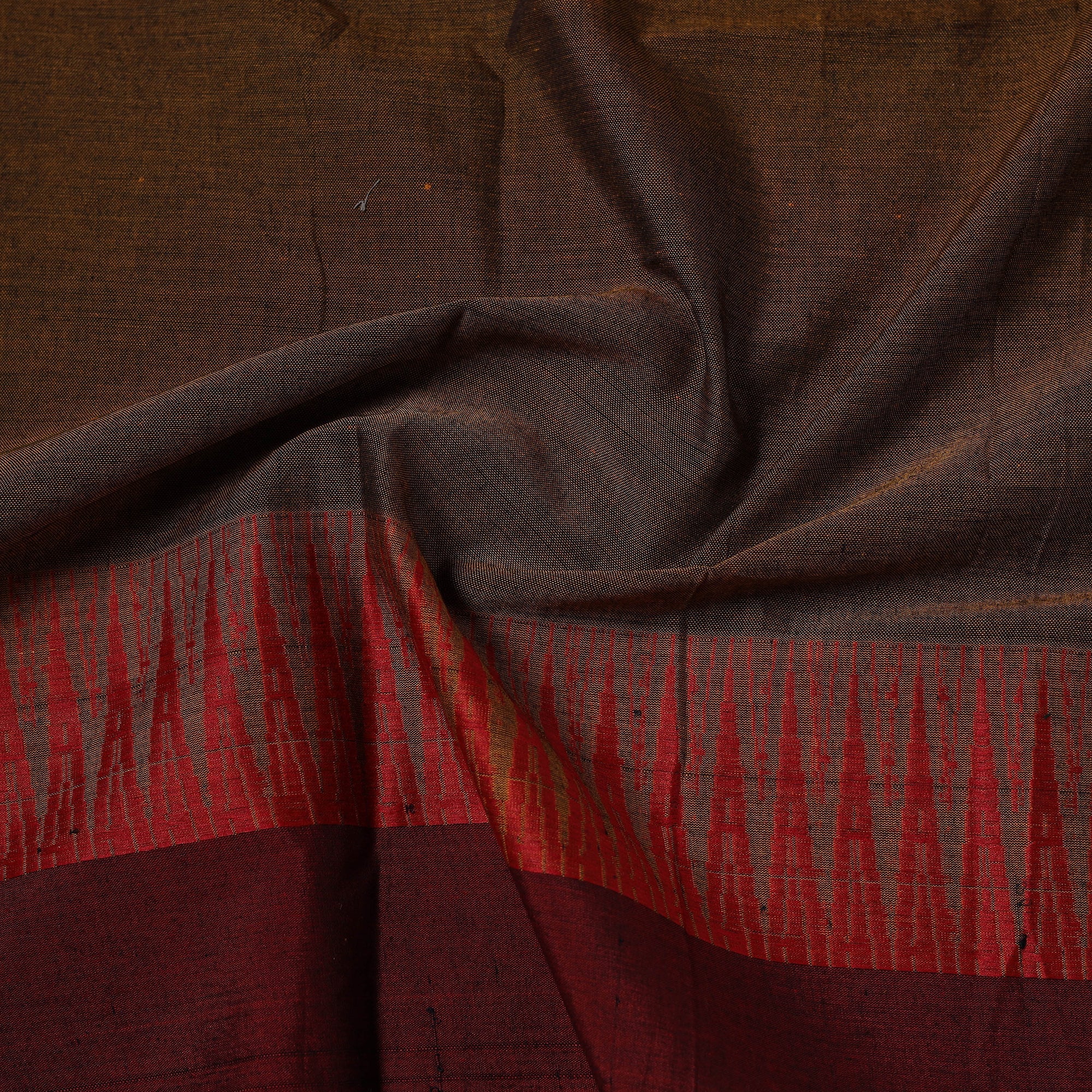 Brown - Dharwad Cotton Fabric with Border 23 - Image 4