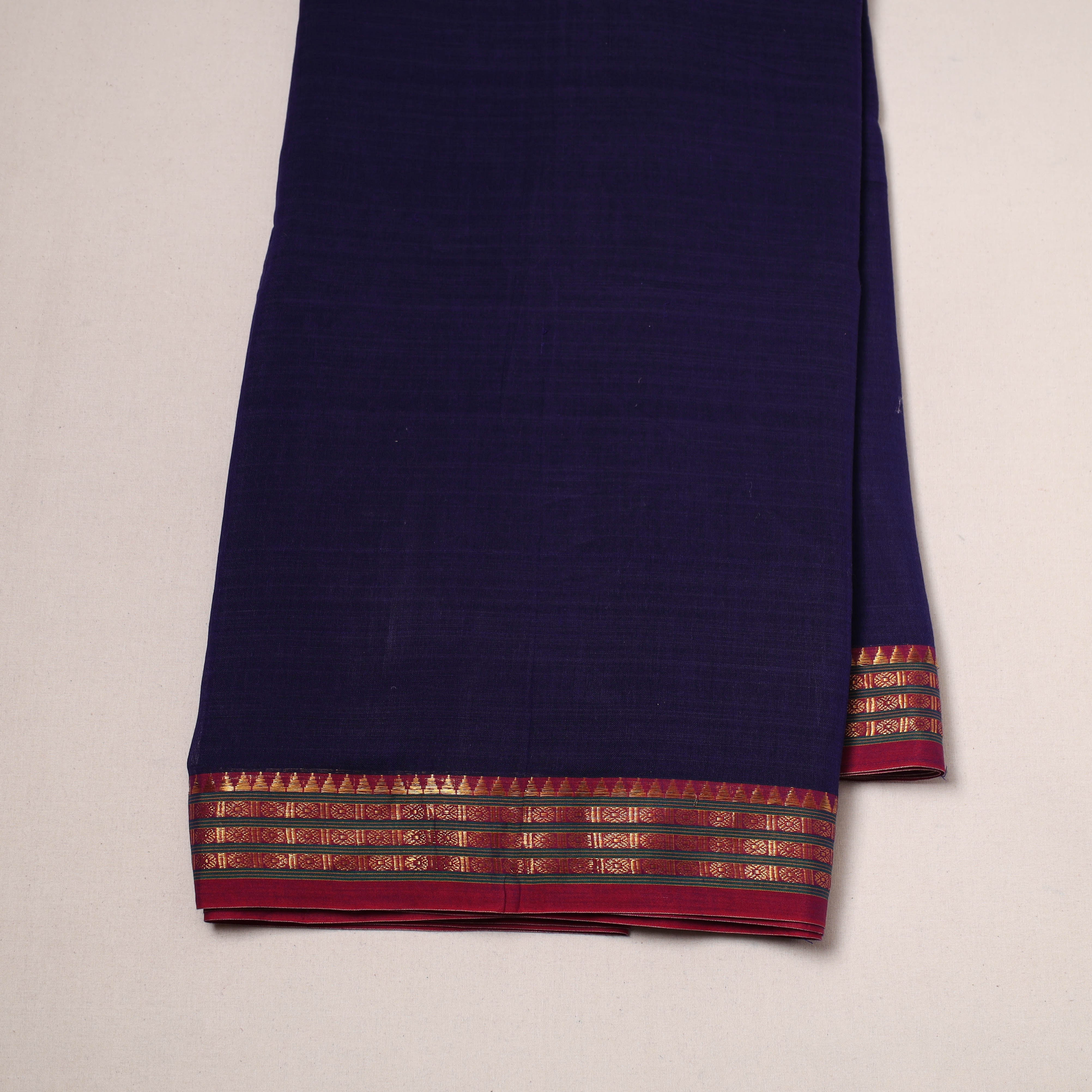 Purple - Dharwad Cotton Fabric with Border 26 - Image 2