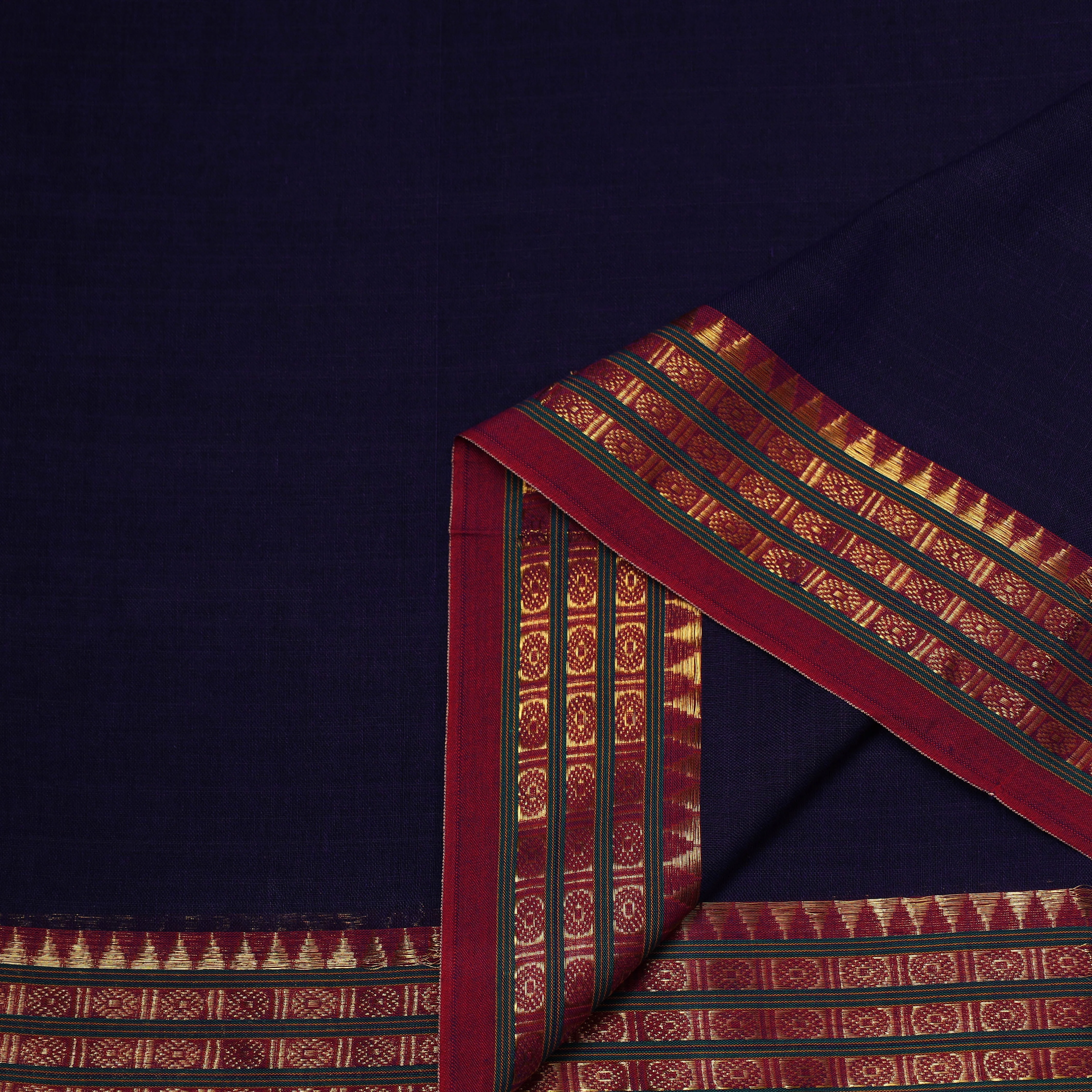 Purple - Dharwad Cotton Fabric with Border 26 - Image 3
