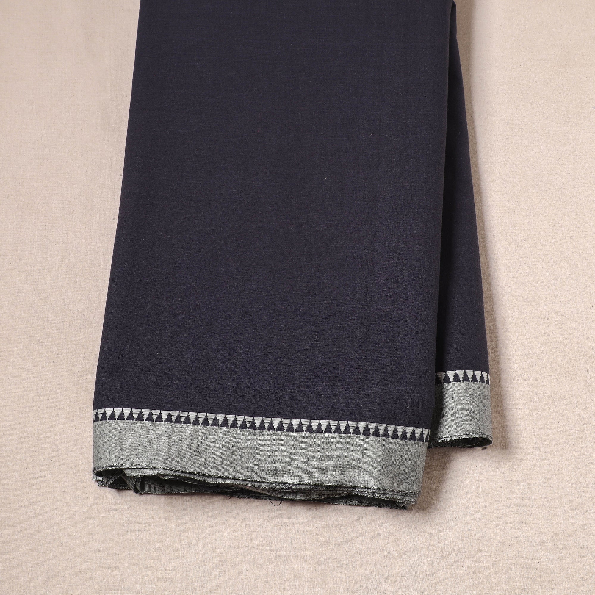 Black - Dharwad Cotton Fabric with Thread Border 02 - Image 2