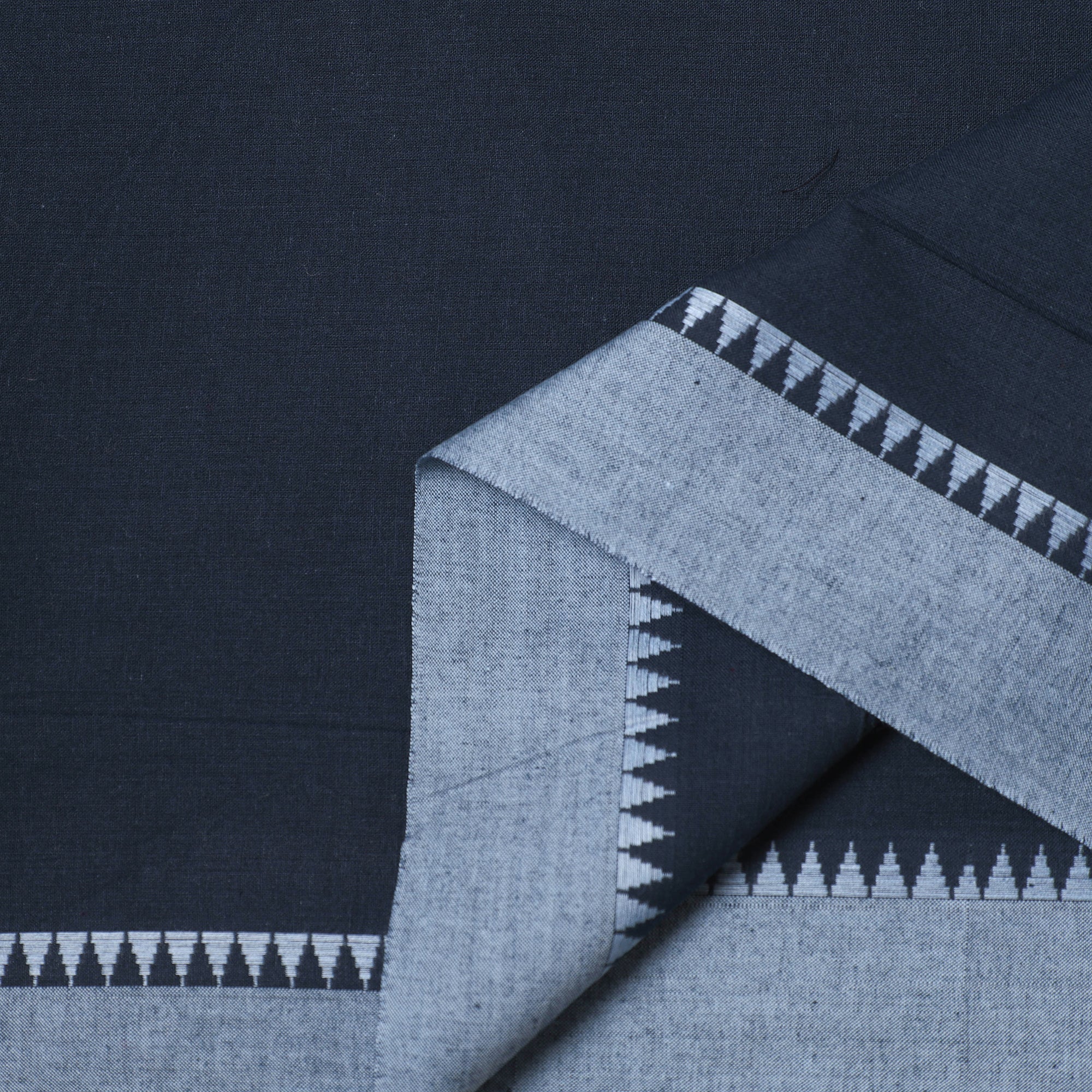 Blue - Dharwad Cotton Fabric with Thread Border 03 - Image 3