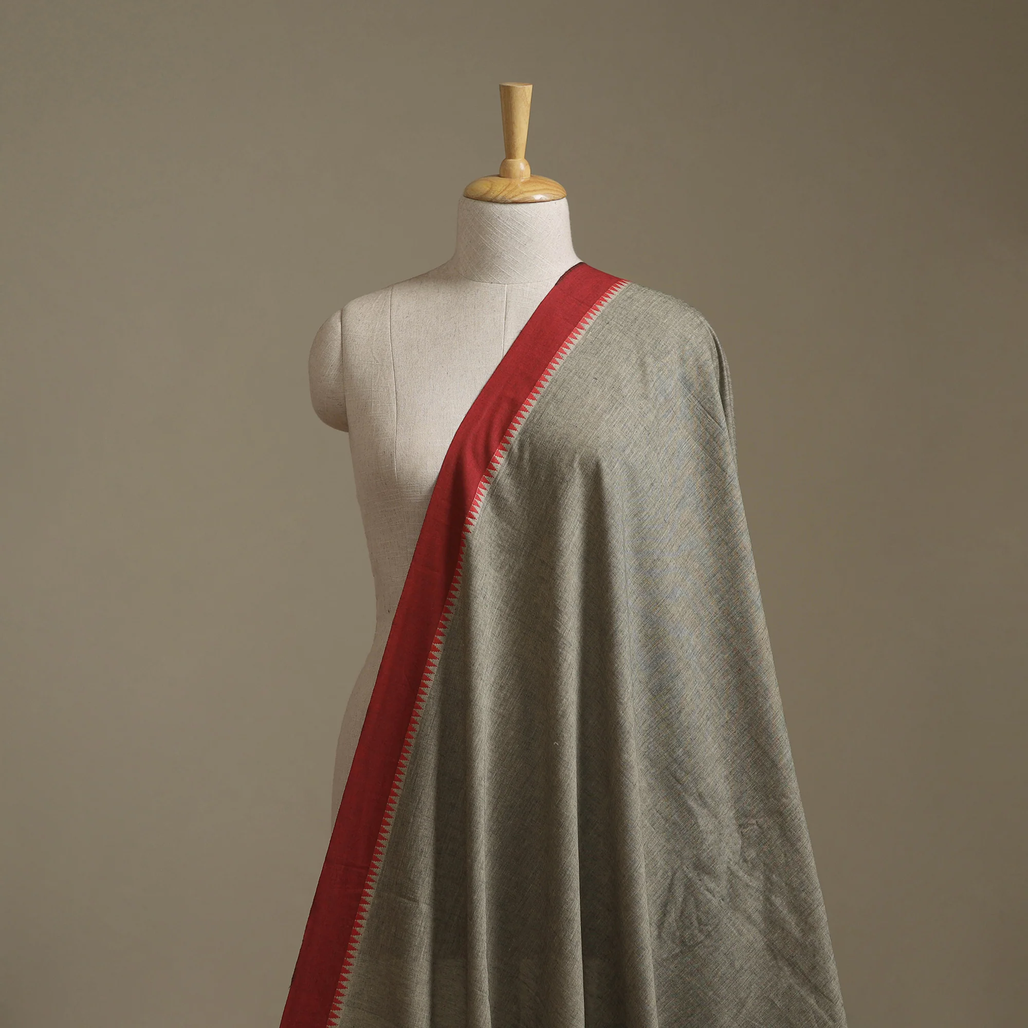 Beige - Dharwad Cotton Fabric with Thread Border 04