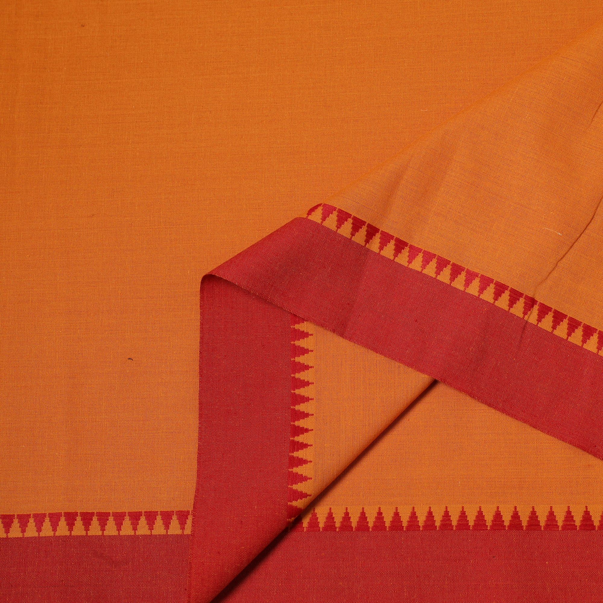 Orange - Dharwad Cotton Fabric with Thread Border 05 - Image 3