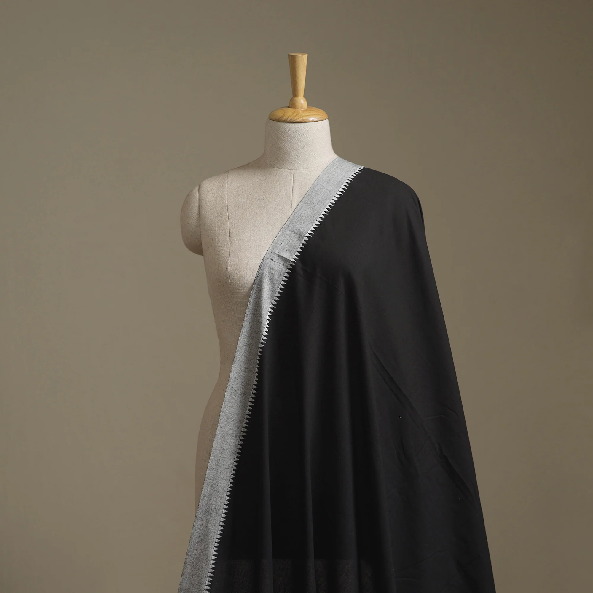Black - Dharwad Cotton Fabric with Thread Border 06