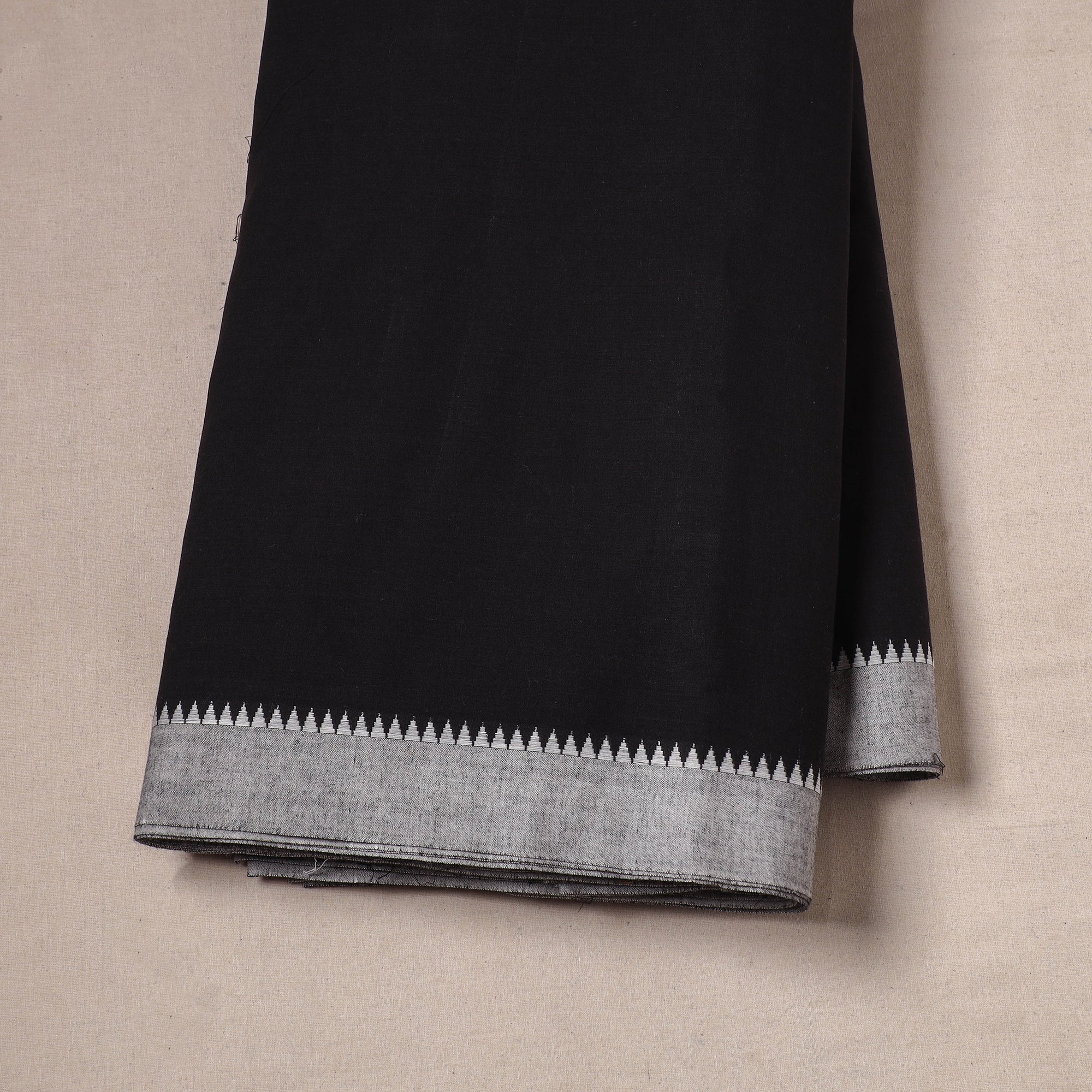 Black - Dharwad Cotton Fabric with Thread Border 06 - Image 2