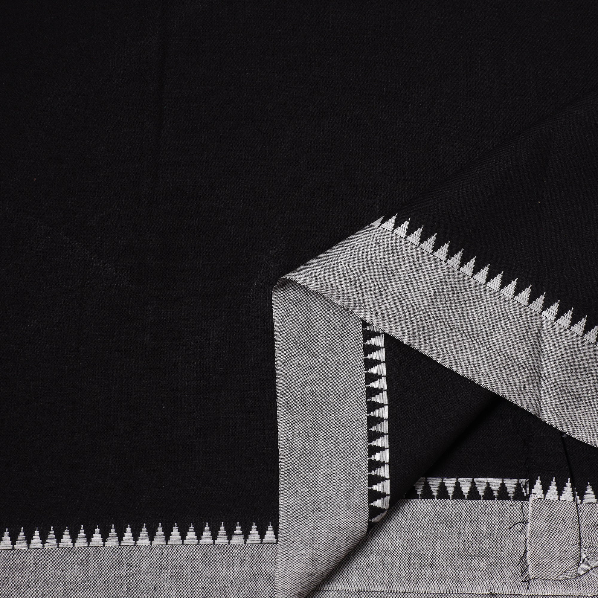 Black - Dharwad Cotton Fabric with Thread Border 06 - Image 3