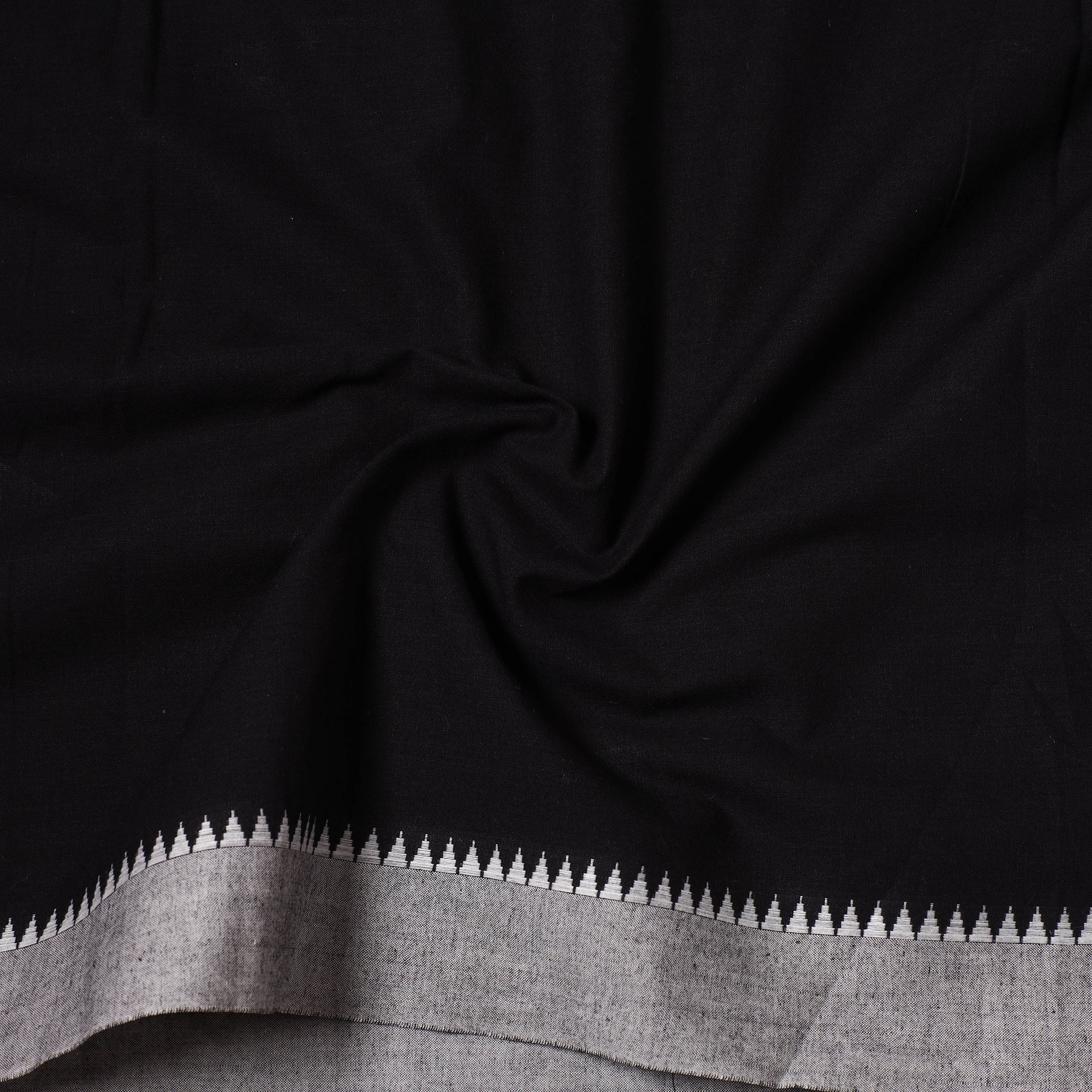 Black - Dharwad Cotton Fabric with Thread Border 06 - Image 4