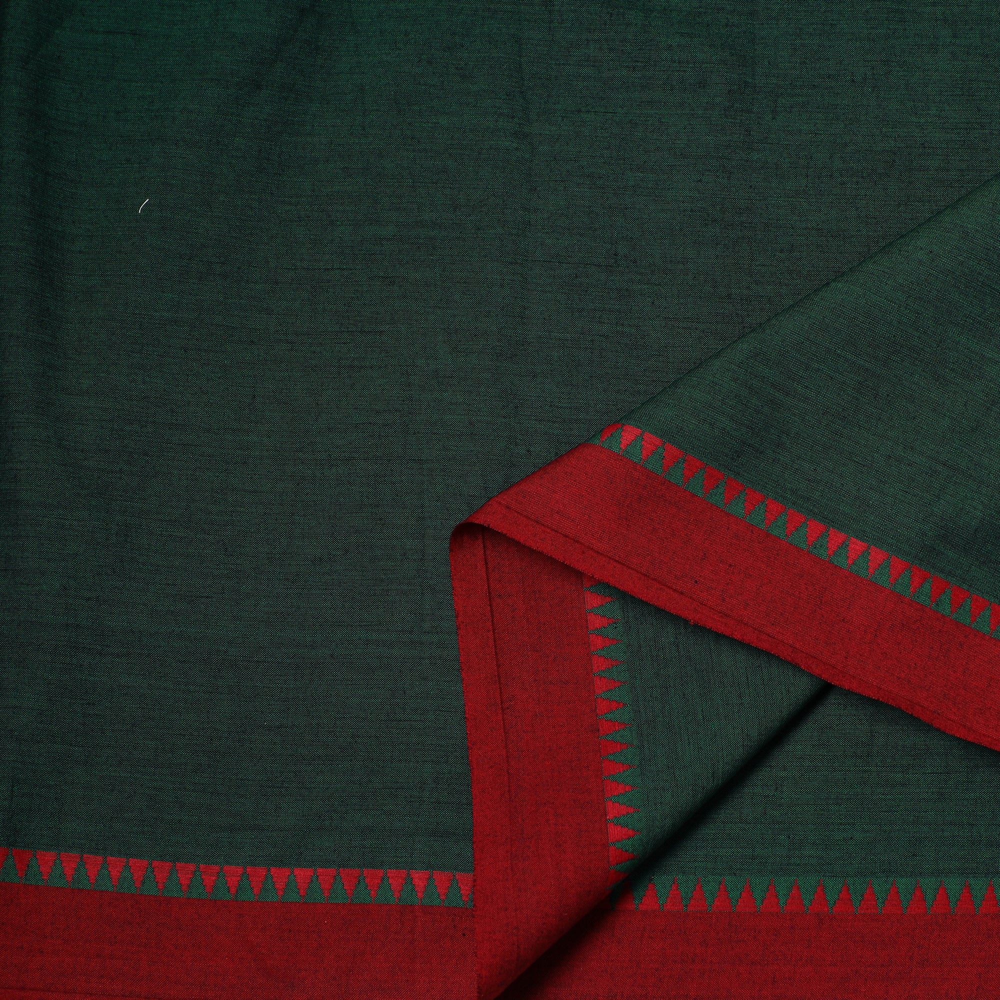 Green - Dharwad Cotton Fabric with Thread Border 07 - Image 3