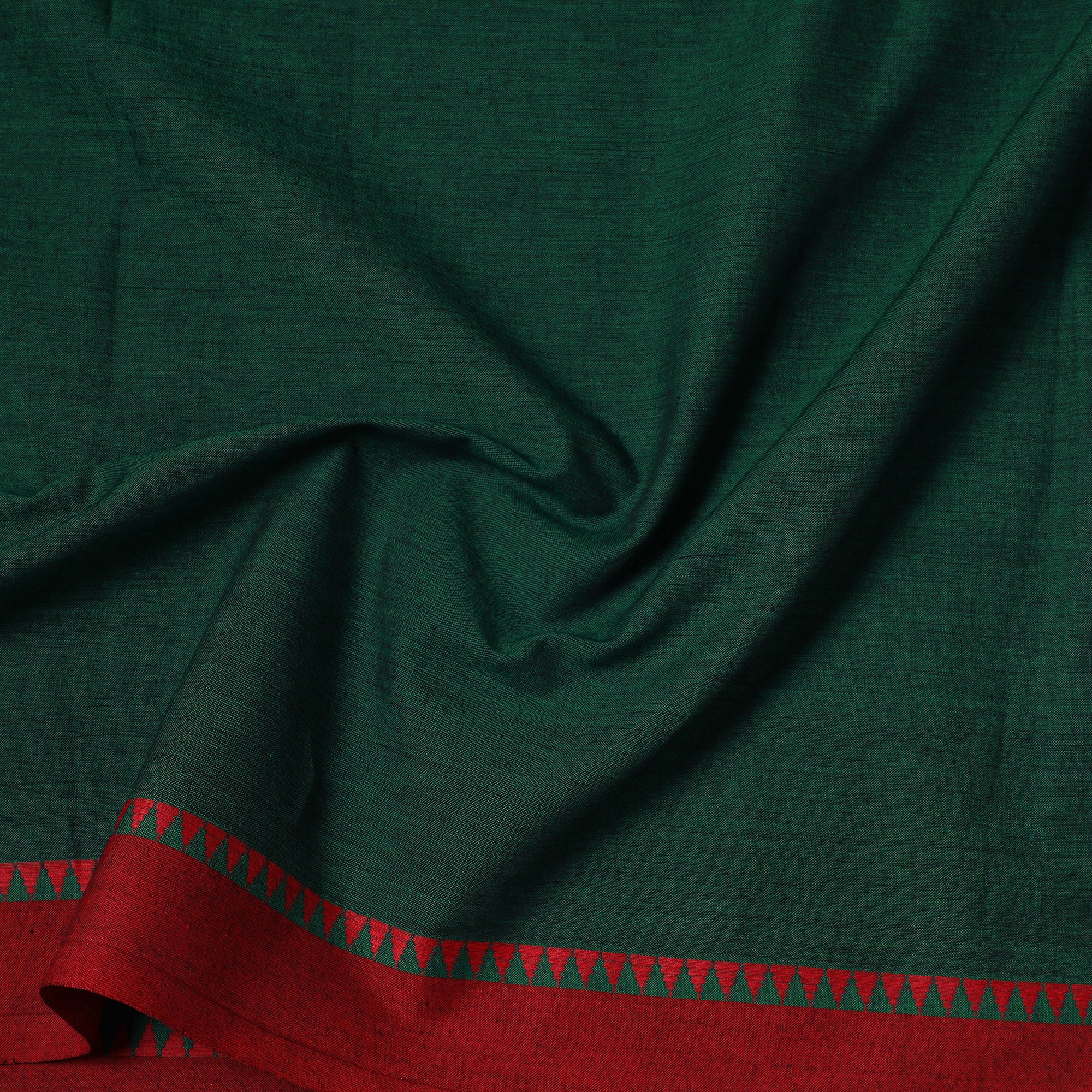 Green - Dharwad Cotton Fabric with Thread Border 07 - Image 4