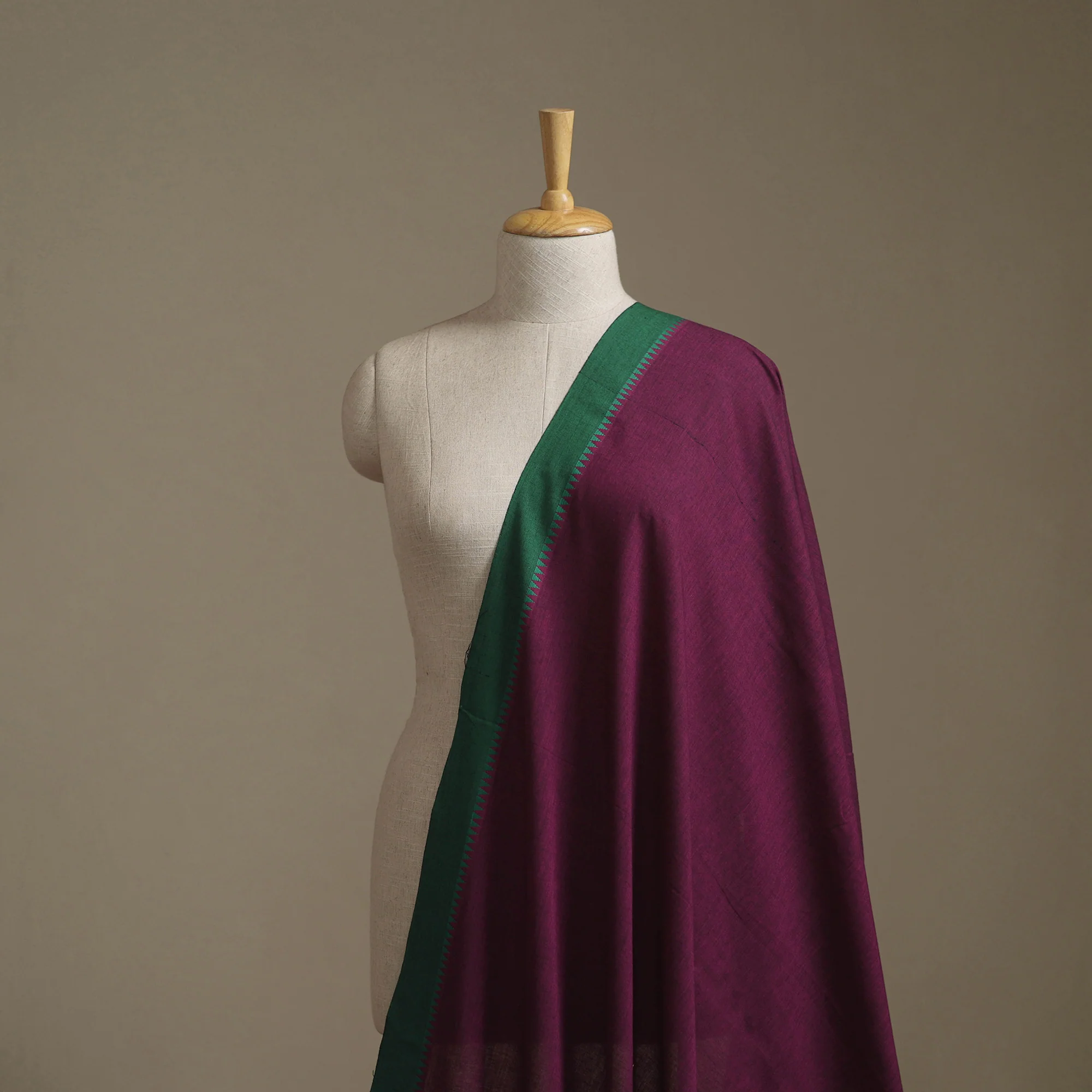 Purple - Dharwad Cotton Fabric with Thread Border 08