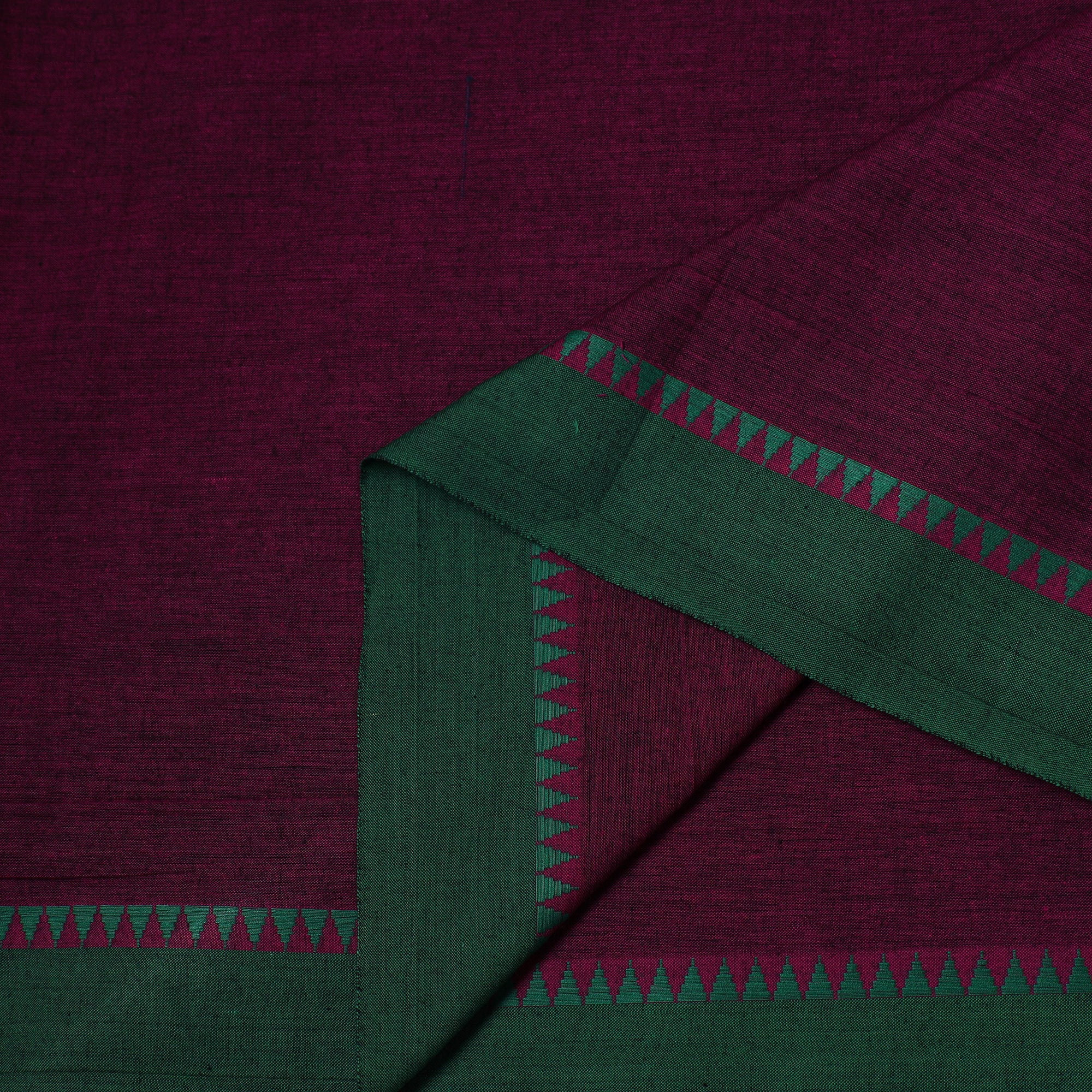 Purple - Dharwad Cotton Fabric with Thread Border 08 - Image 3