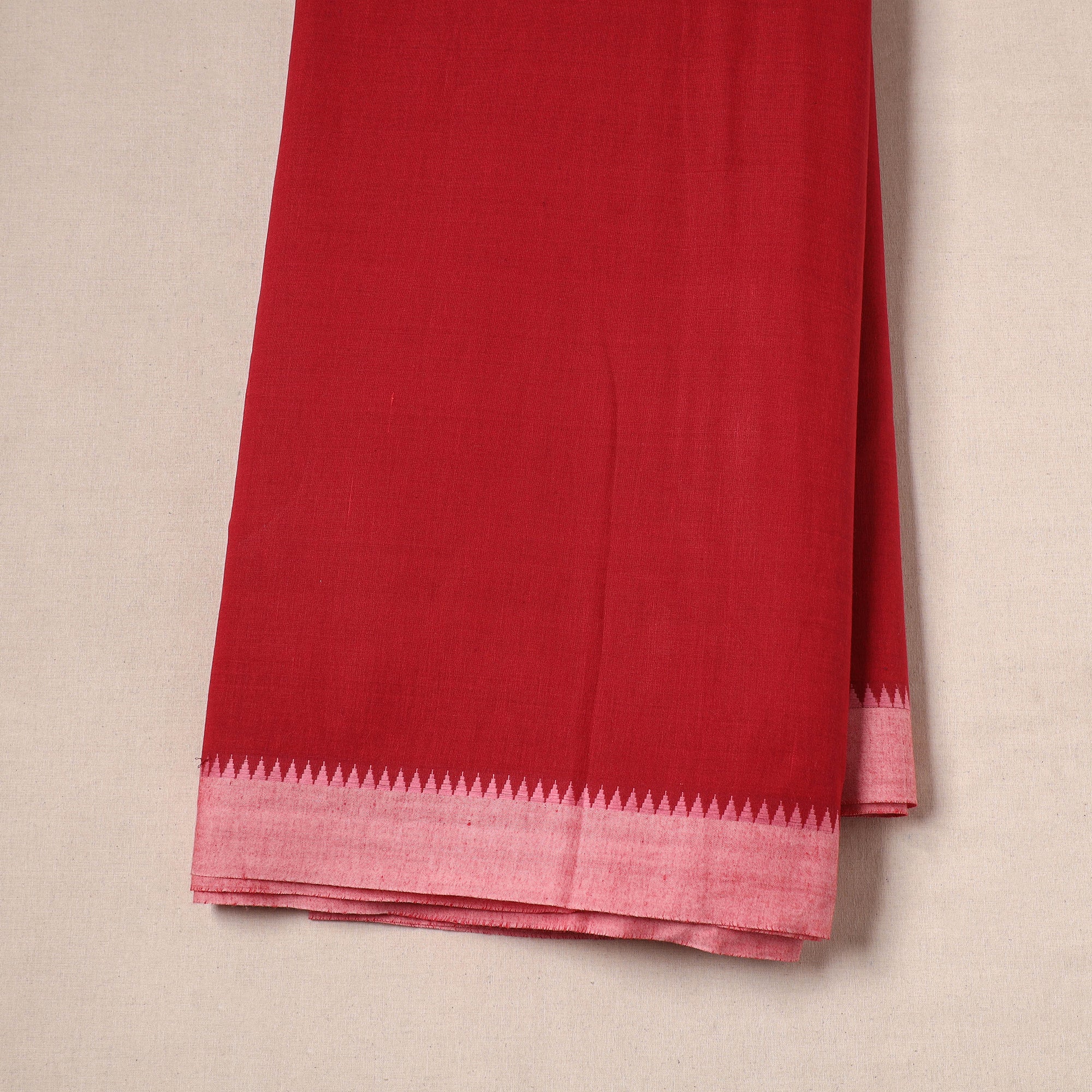 Red - Dharwad Cotton Fabric with Thread Border 13 - Image 2
