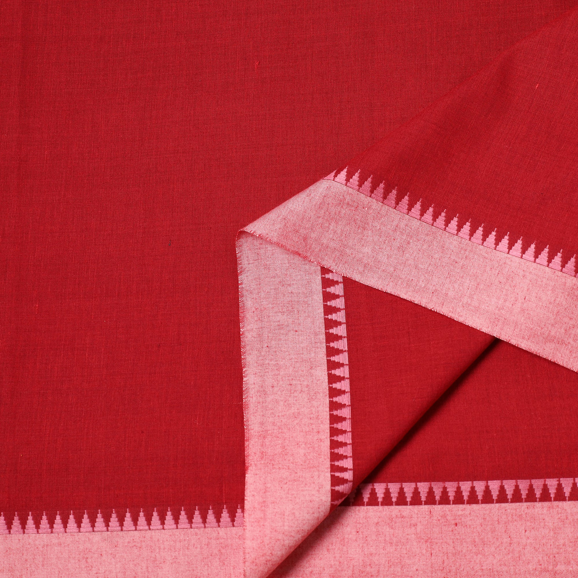 Red - Dharwad Cotton Fabric with Thread Border 13 - Image 3