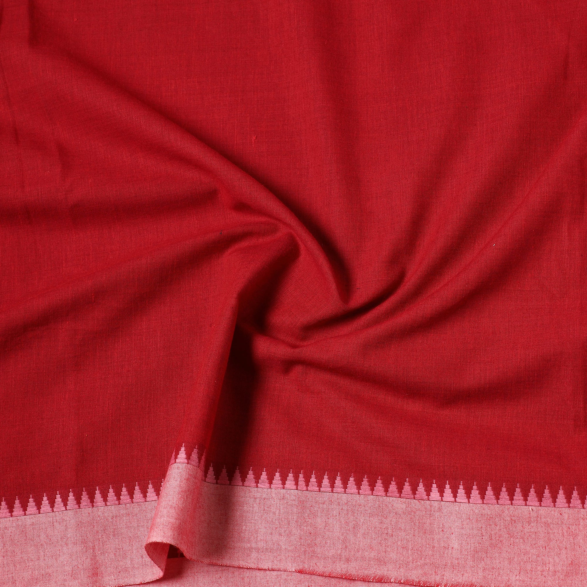 Red - Dharwad Cotton Fabric with Thread Border 13 - Image 4