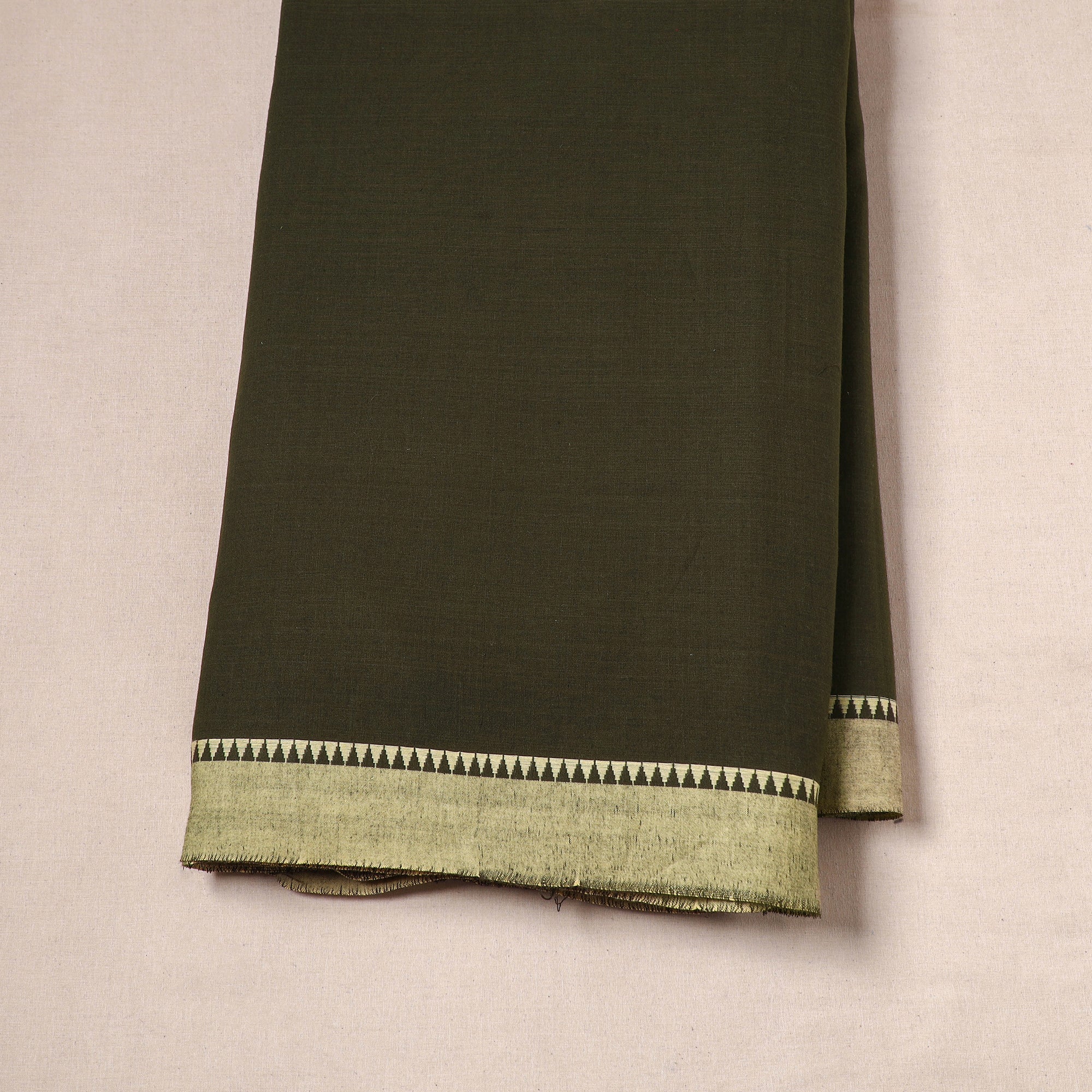 Green - Dharwad Cotton Fabric with Thread Border 14 - Image 2