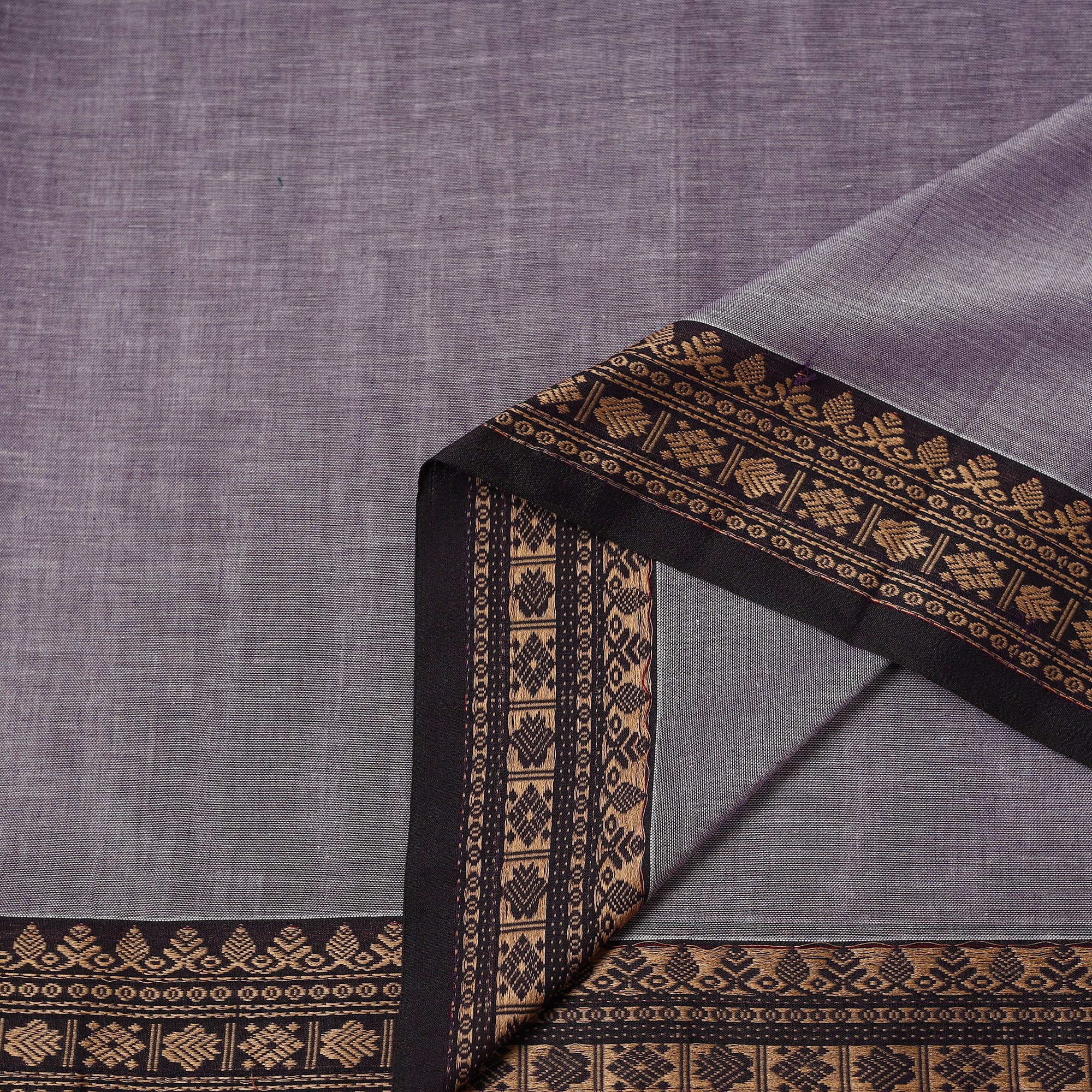 Purple - Dharwad Cotton Fabric with Thread Border 22 - Image 3