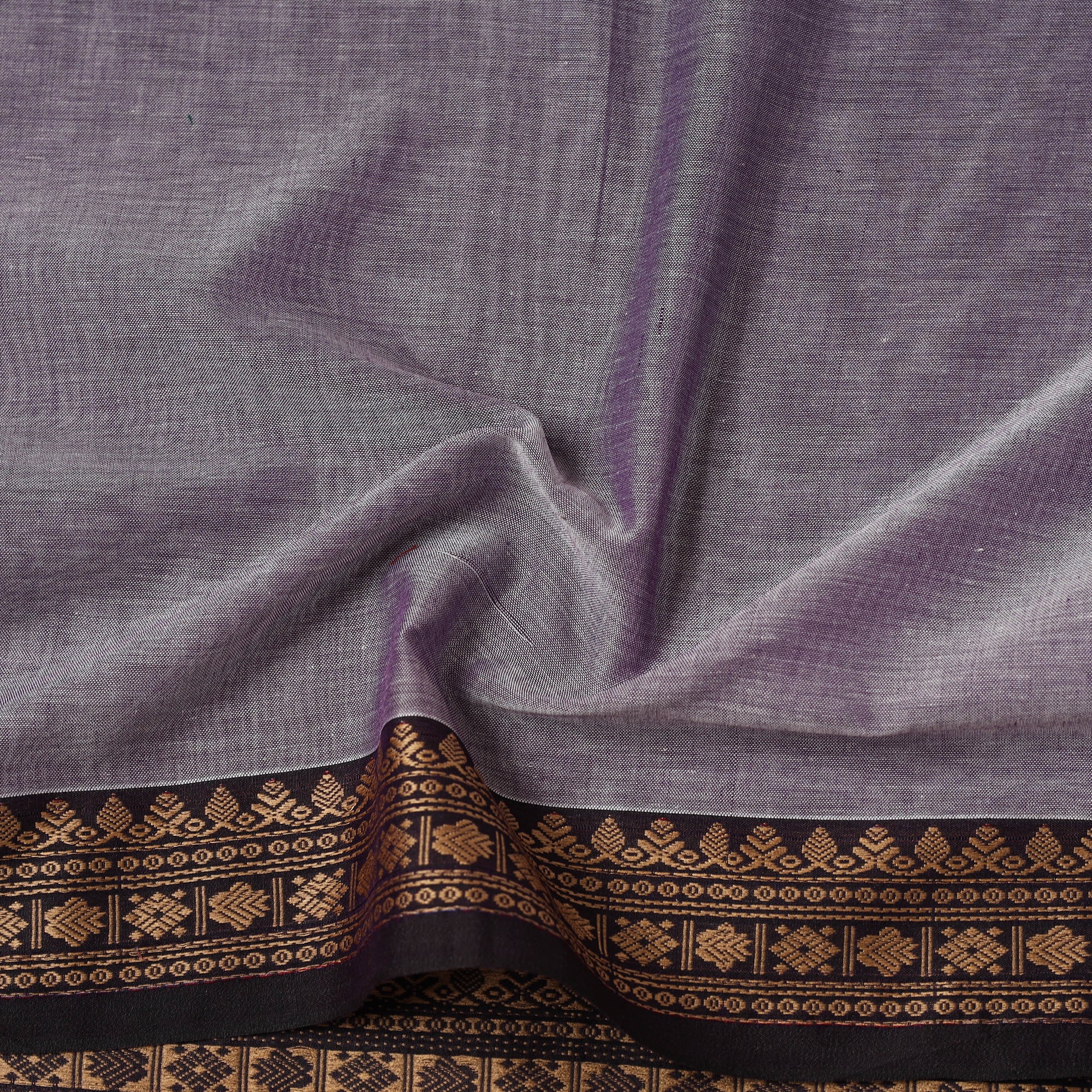 Purple - Dharwad Cotton Fabric with Thread Border 22 - Image 4