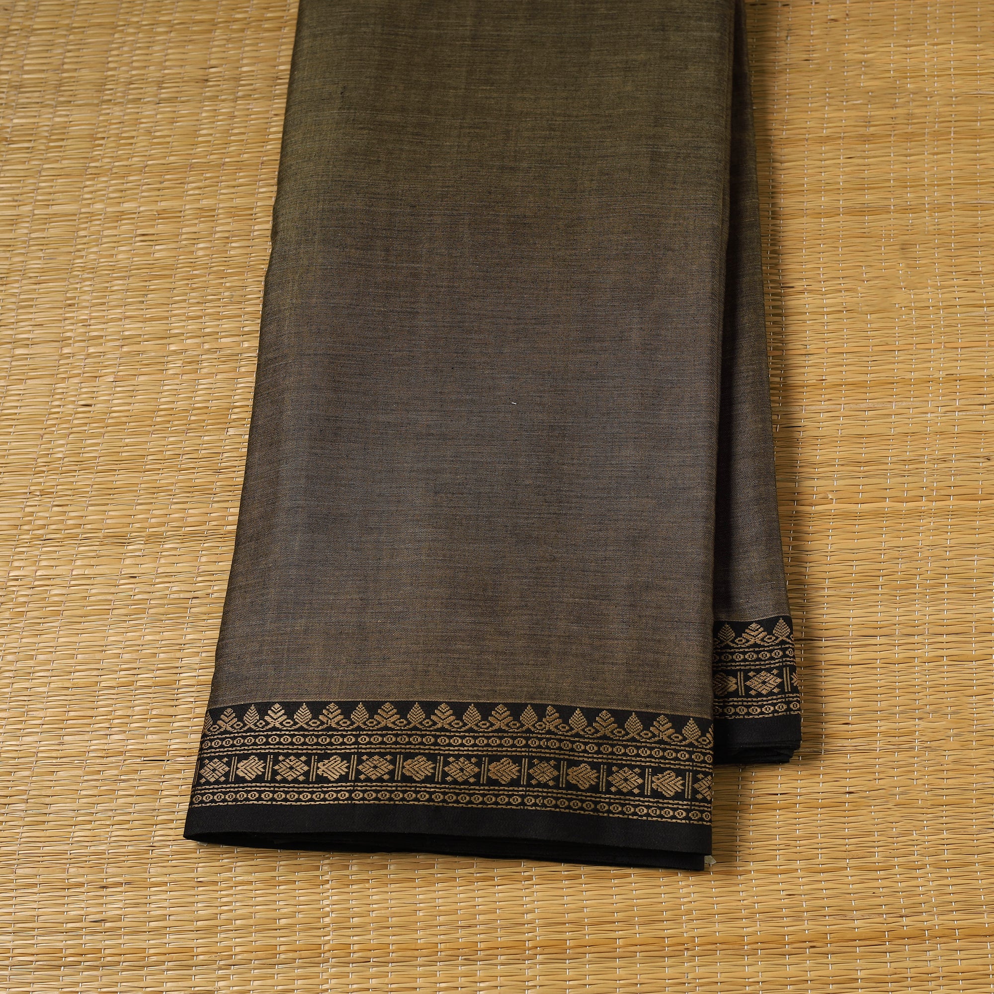 Brown - Dharwad Cotton Fabric with Thread Border 27 - Image 2
