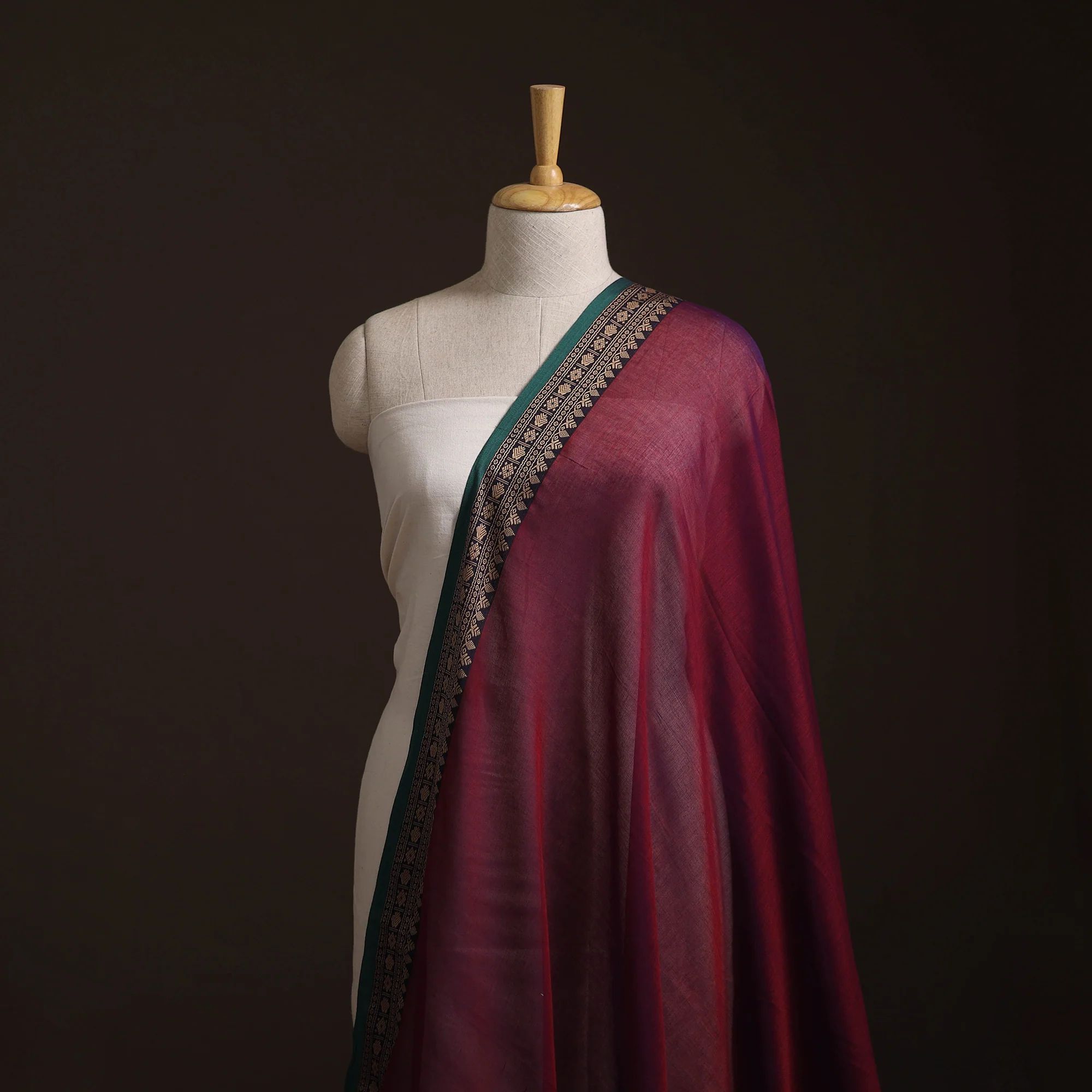 Pink - Dharwad Cotton Fabric with Thread Border 30